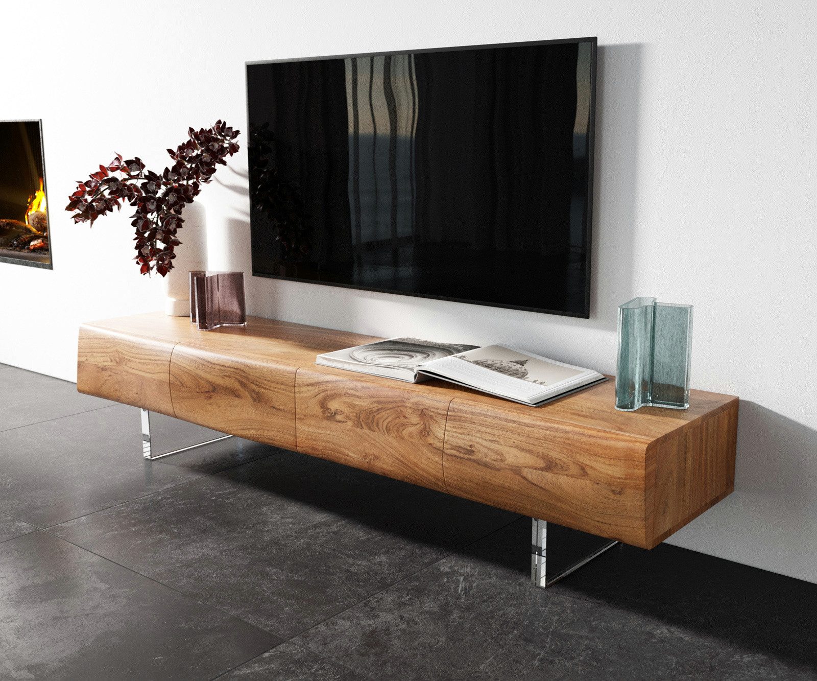 DELIFE Lowboard New, Live-Edge Akazie Natur günstig online kaufen