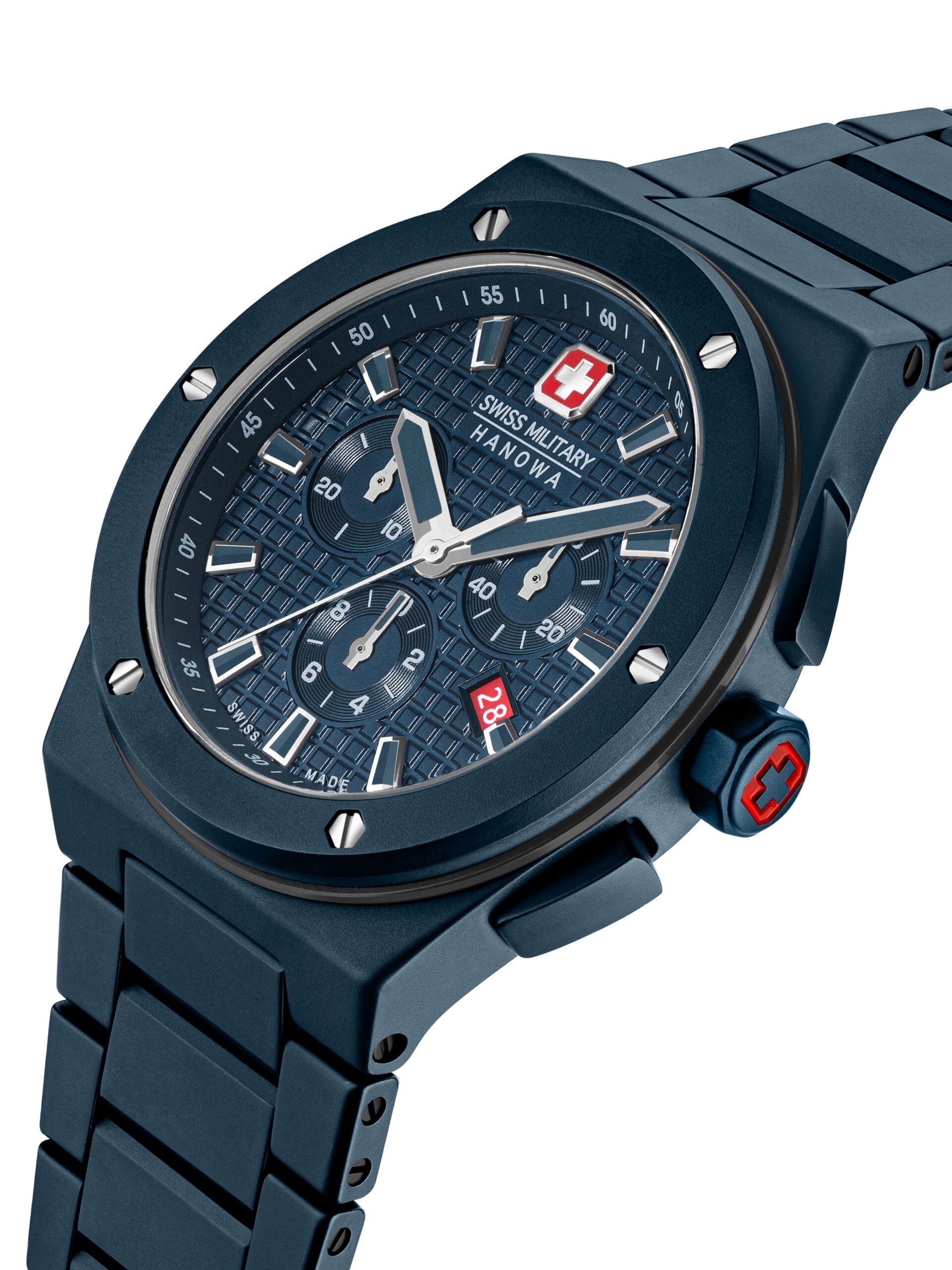 mit Military CERAMIC, Swiss Blau hochwertigem Quarzuhr Hanowa CERAMIC-Armband SIDEWINDER
