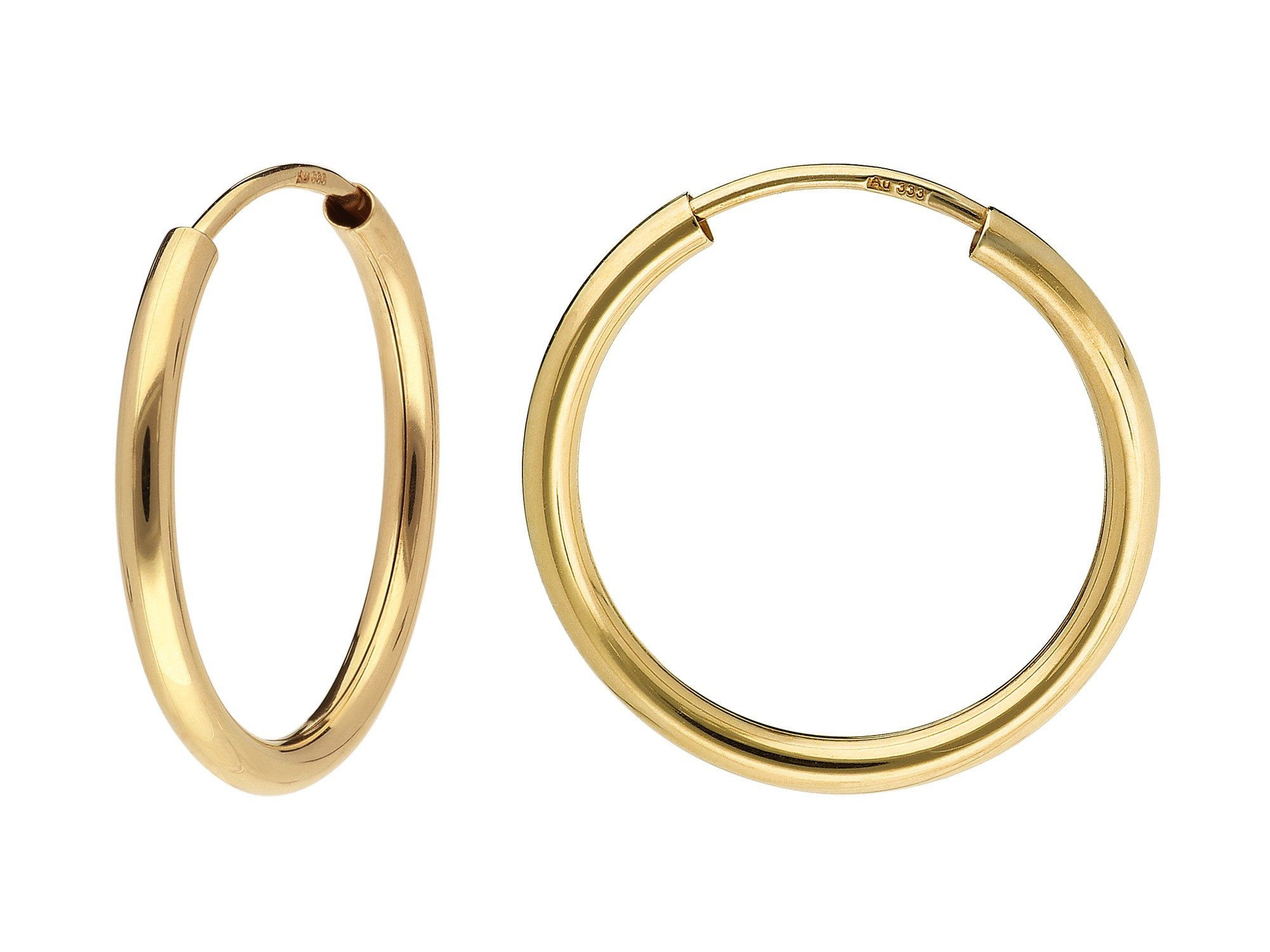 trendor Paar Creolen Damen-Gold 333 / 8K Breite 2 mm Ø 20 mm