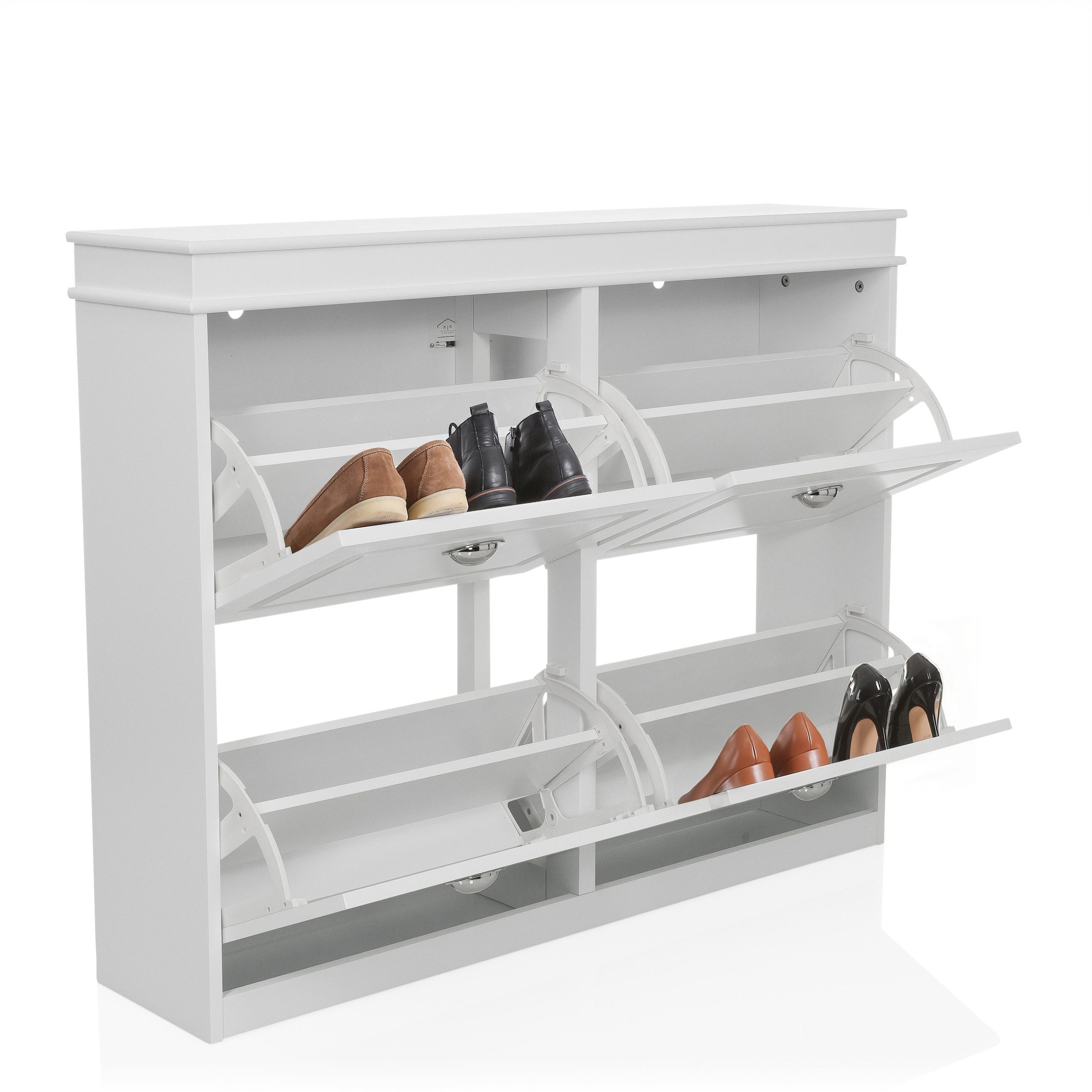 hjh LIVING Schuhschrank ESTHA 4 Kommode H/B/T: 82.0 x 104.0 x 24.0 cm Schuhschrank mit 4 Klappen, Schuhkipper schmal, 24cm tief, Diele Flur