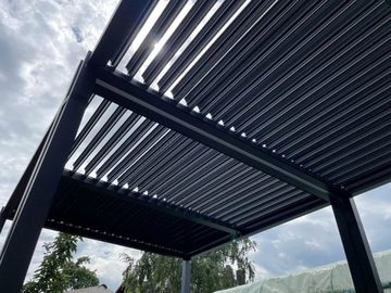 Oster SIcht und Sonnenschutz Pergola Premium Aluminium Pergola mit Lamellendach 3x3m, Lamellendach aus Aluminium