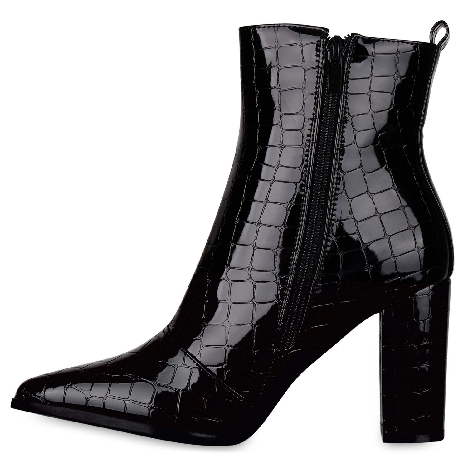 VAN HILL 831400 Stiefelette Damen Klassische Stiefeletten Leicht Gefütterte High Heels Snake