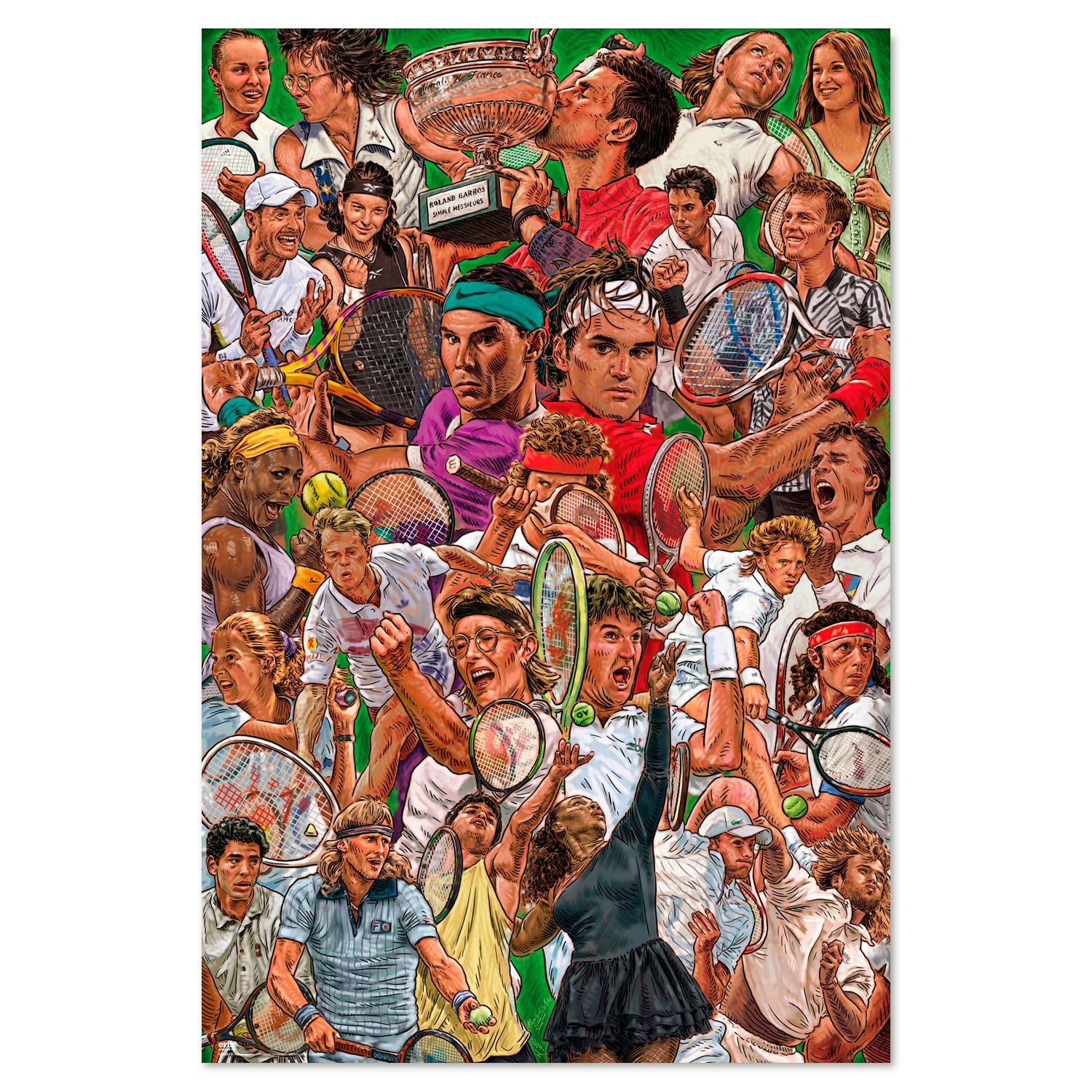 Poster Tennis - Superstars - Sport Poster Plakat Druck - Größe 61x91,5 cm