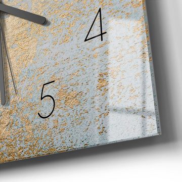 DEQORI Wanduhr 'Wand mit Gold-Struktur' (Glas Glasuhr modern Wand Uhr Design Küchenuhr)