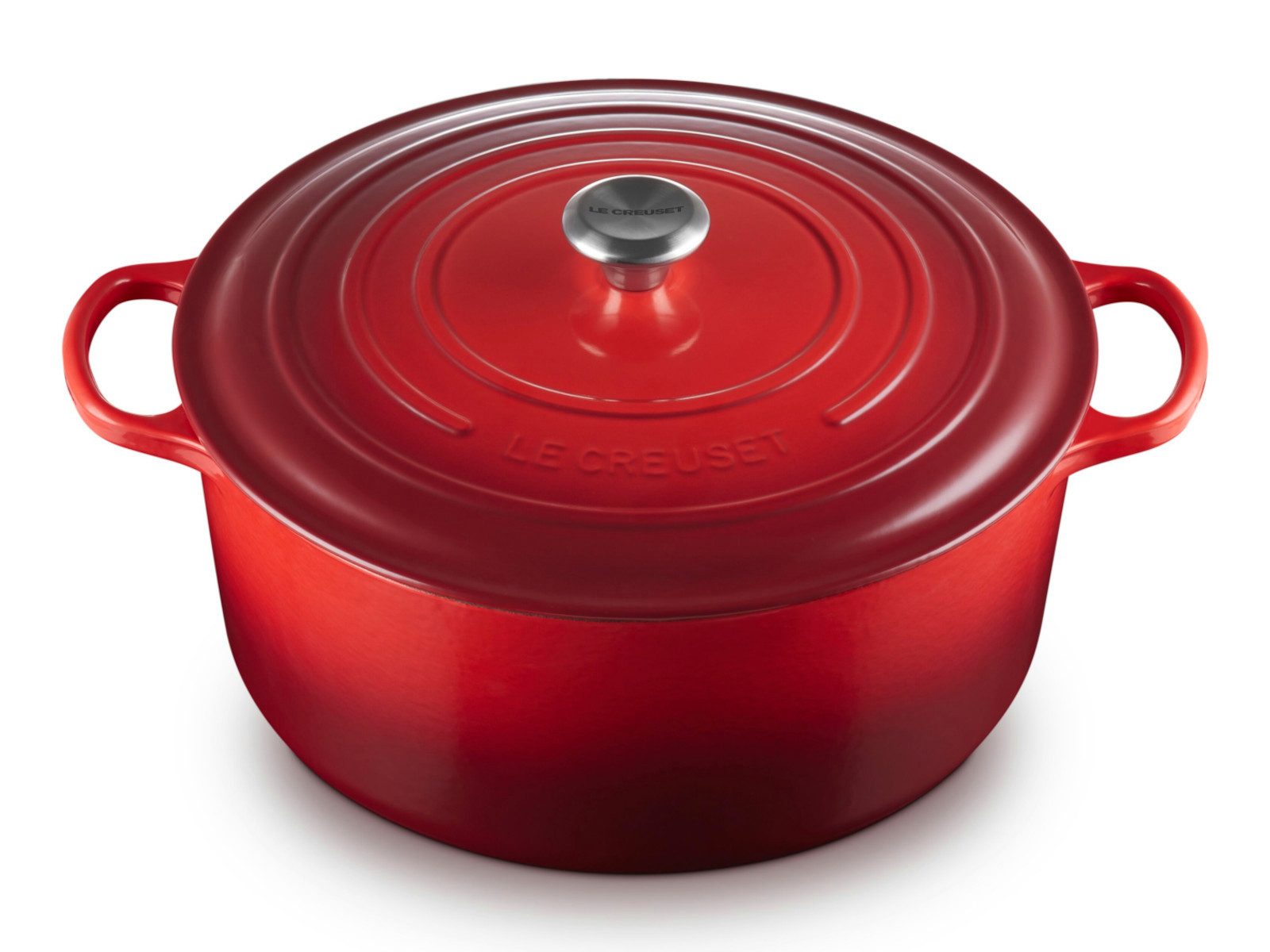 LE CREUSET Bräter Bräter Signature rund kirschrot 34cm, Emailliertes Gusseisen