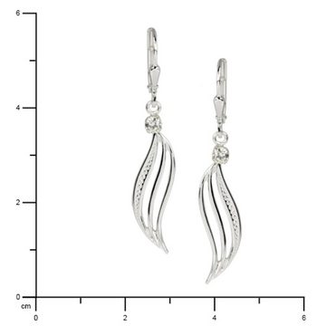 SilberDream Paar Ohrhänger SilberDream Ohrringe Damen 925 Silber (Ohrhänger), Damen Ohrhänger Welle aus 925 Sterling Silber, Farbe: silber, weiß