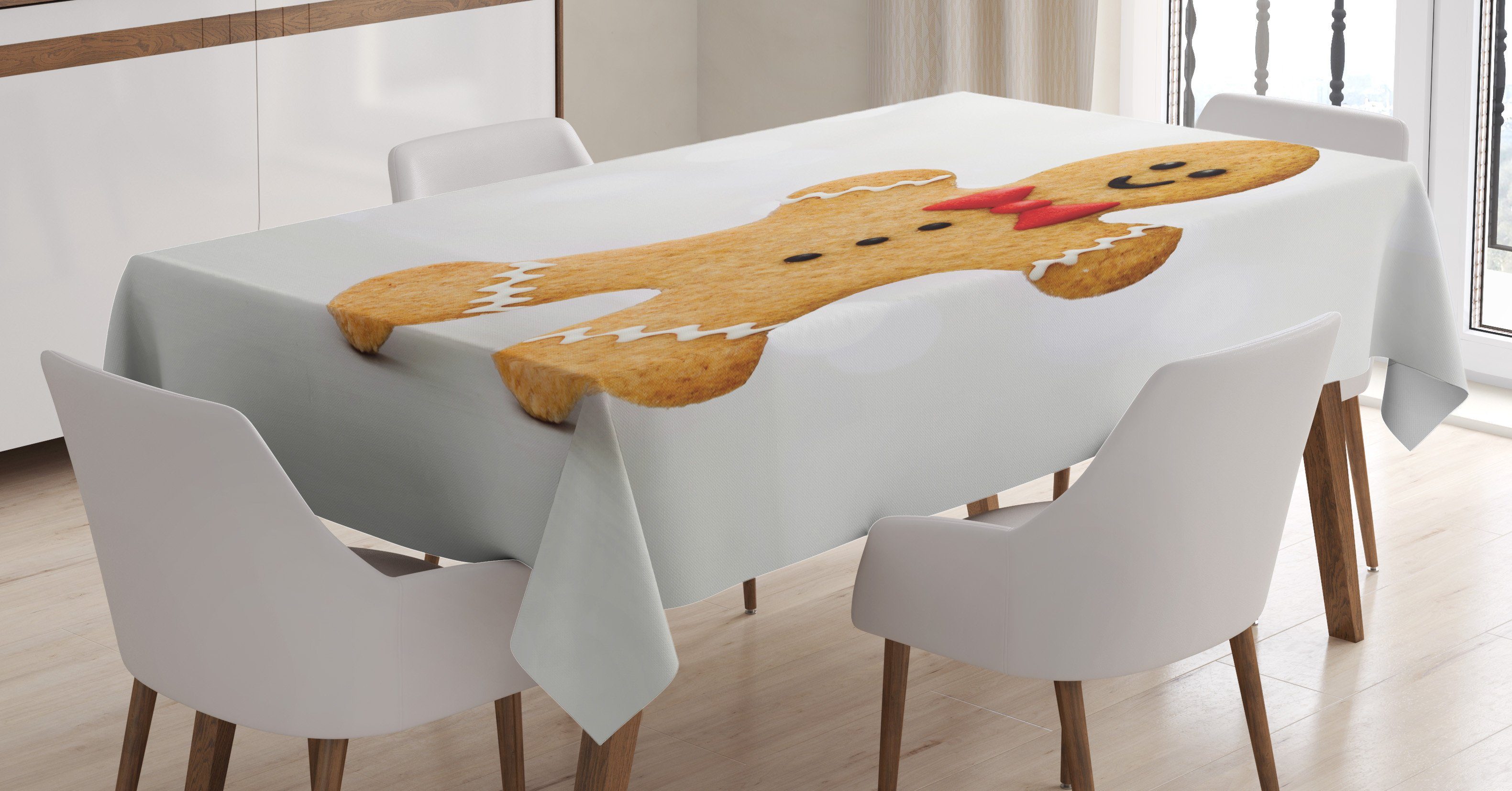 Abakuhaus Tischdecke Farbfest Waschbar Für den Außen Bereich geeignet Klare Farben, Plätzchen Lebkuchen-Mann in einer Fliege | Tischdecken