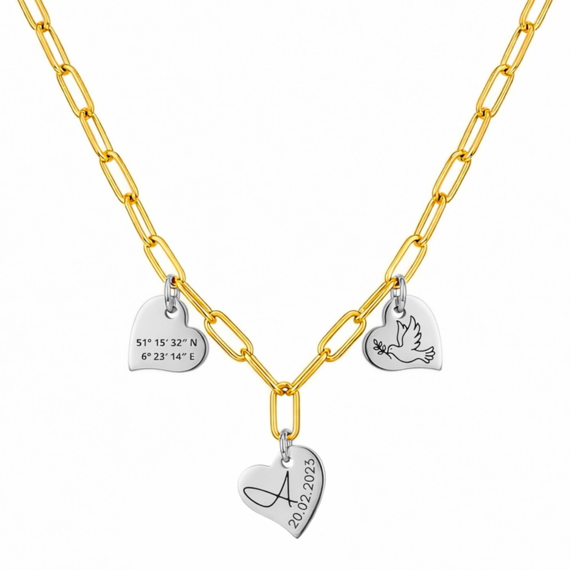 BS Schmuckdesign Kette mit Anhänger mit Gravur Personalisierte Halskette Damen Herzkette Gravur persönliches Geschenk (inkl. Gravur), personalisiert inkl. Geschenkbox