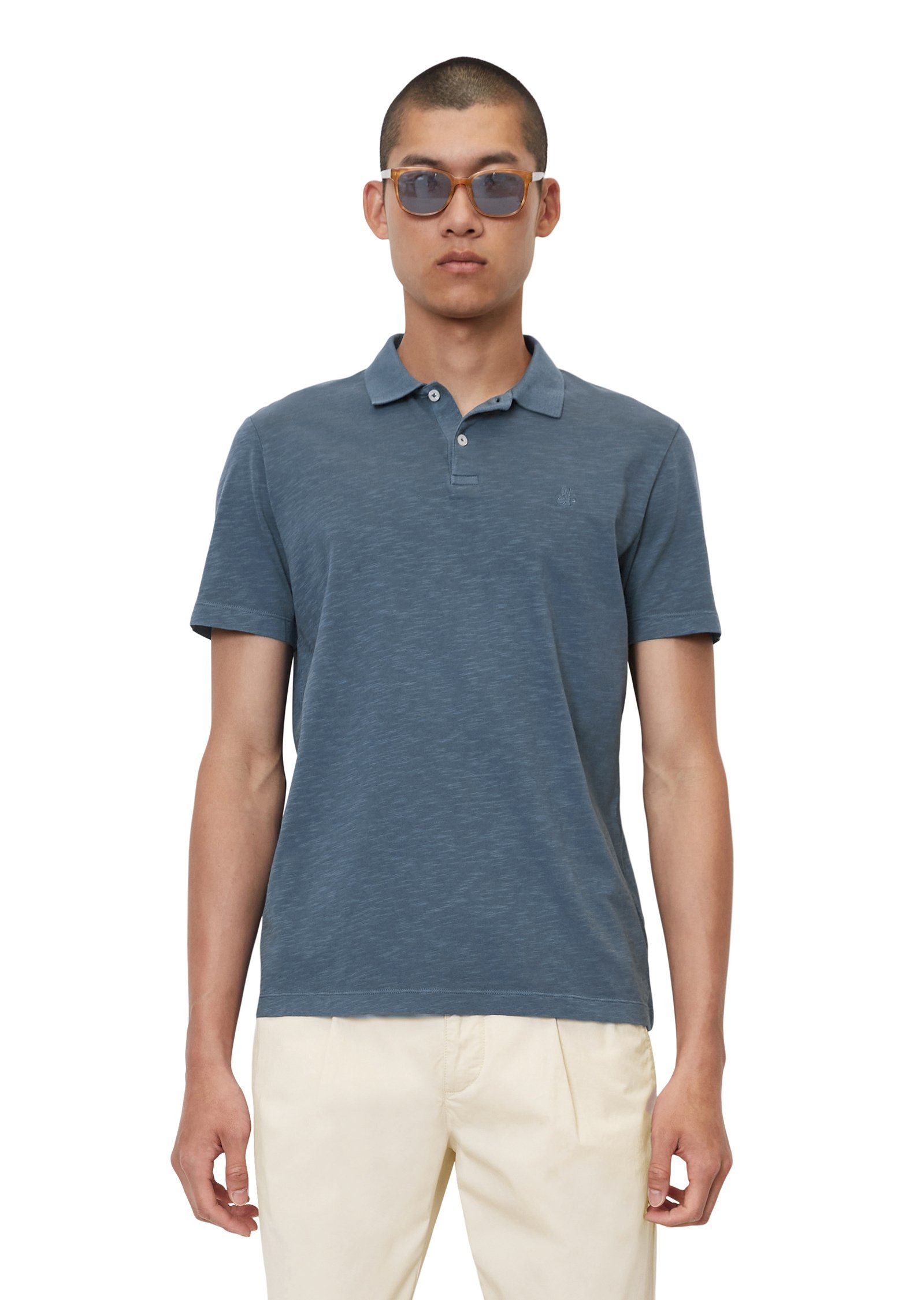 Marc O'Polo Poloshirt in softer Slub-Jersey-Qualität blau
