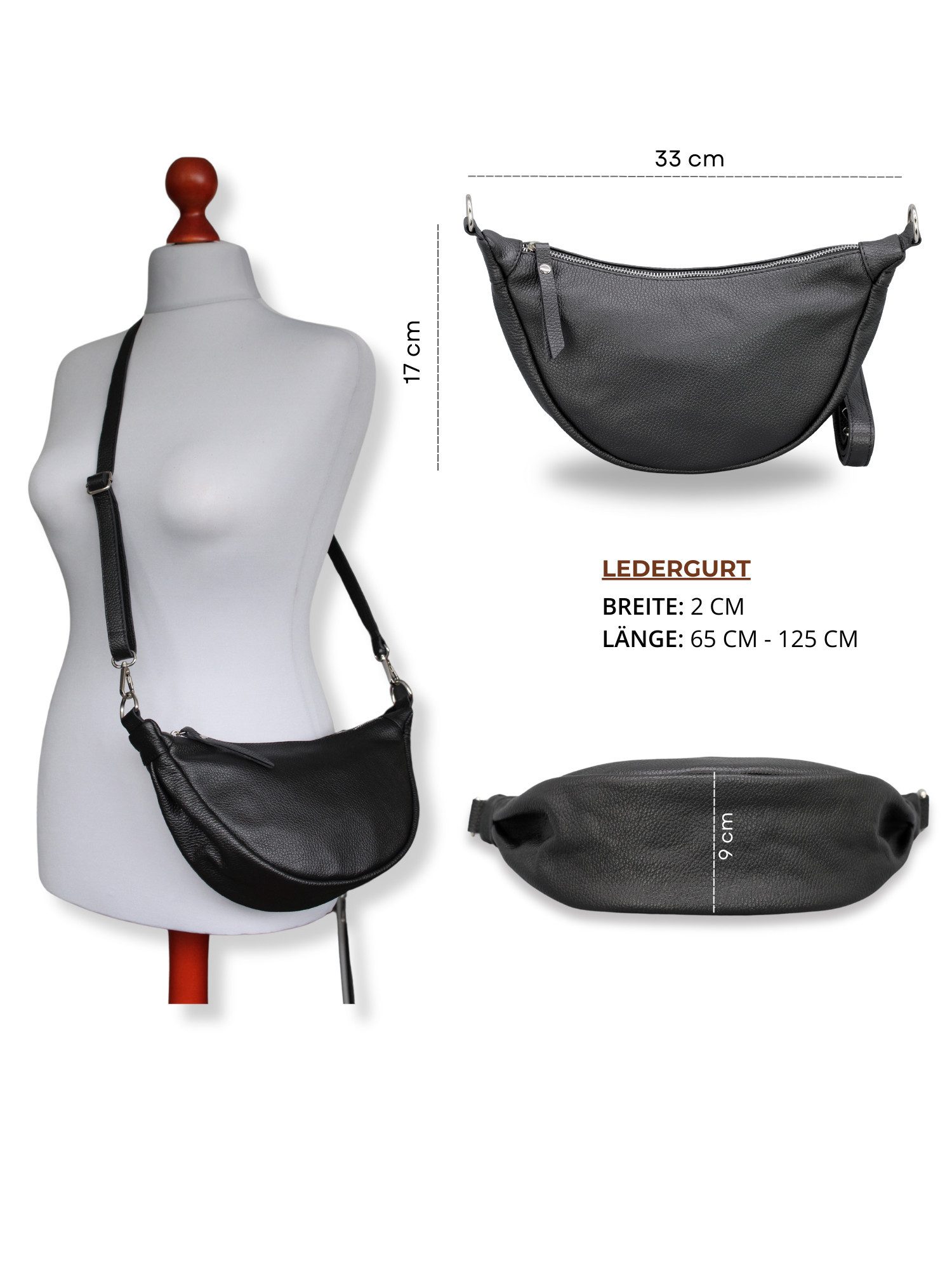 BRISE TASCHE Schultertasche Petra Ledertasche Damen – Handgemacht in Italien, Crossbody Bag (Einzelartikel, Einzeltasche), Handgefertigt in Italien, Echtleder, Wasserdicht