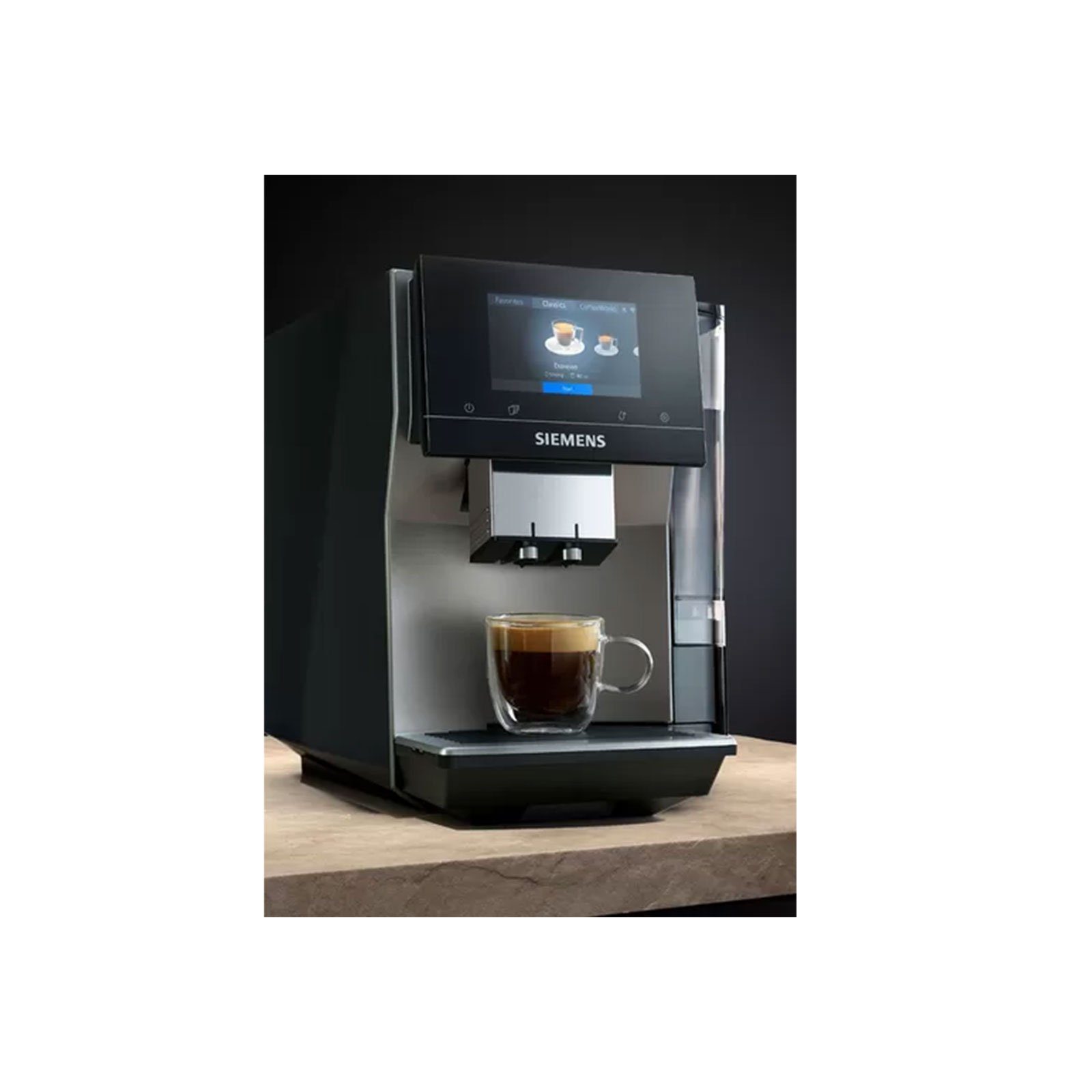 bis automatische zu Display, Kaffeevollautomat TP705D01, individuelle Speichern classic intuitives Full-Touch- Sie Kaffeekreationen SIEMENS als EQ.700 10 Milchsystem-Reinigung,