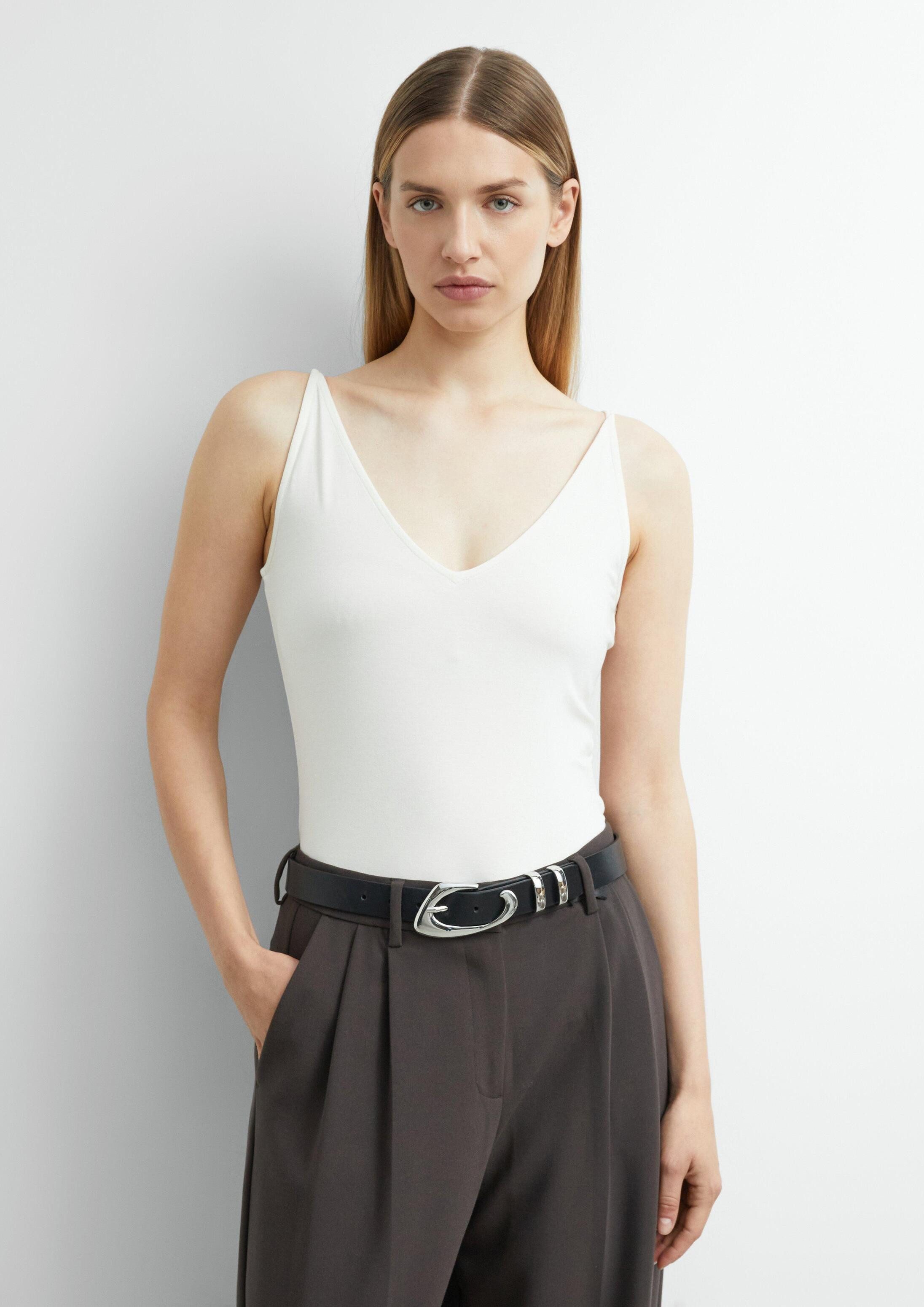 comma Muskelshirt T-Shirt Jersey-Top mit V-Ausschnitt