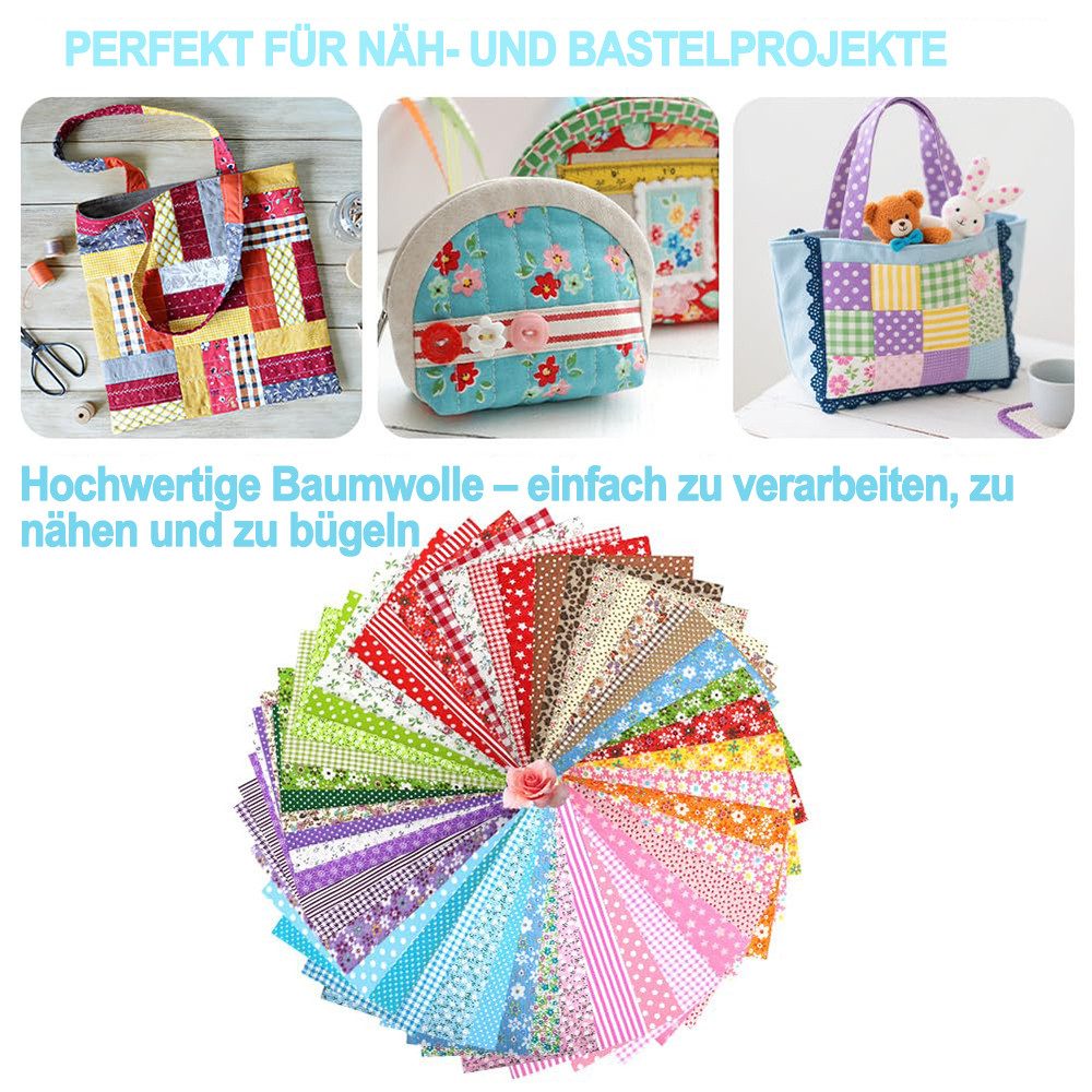 Diwzbyn Stoff 7-teiliges Fat-Quarter-Stoffpaket, 50 x 50 cm vorgeschnittene, Baumwollstoffe für Quilten, Nähen, Patchwork und DIY-Bastelprojekte – Bild 5 von 5
