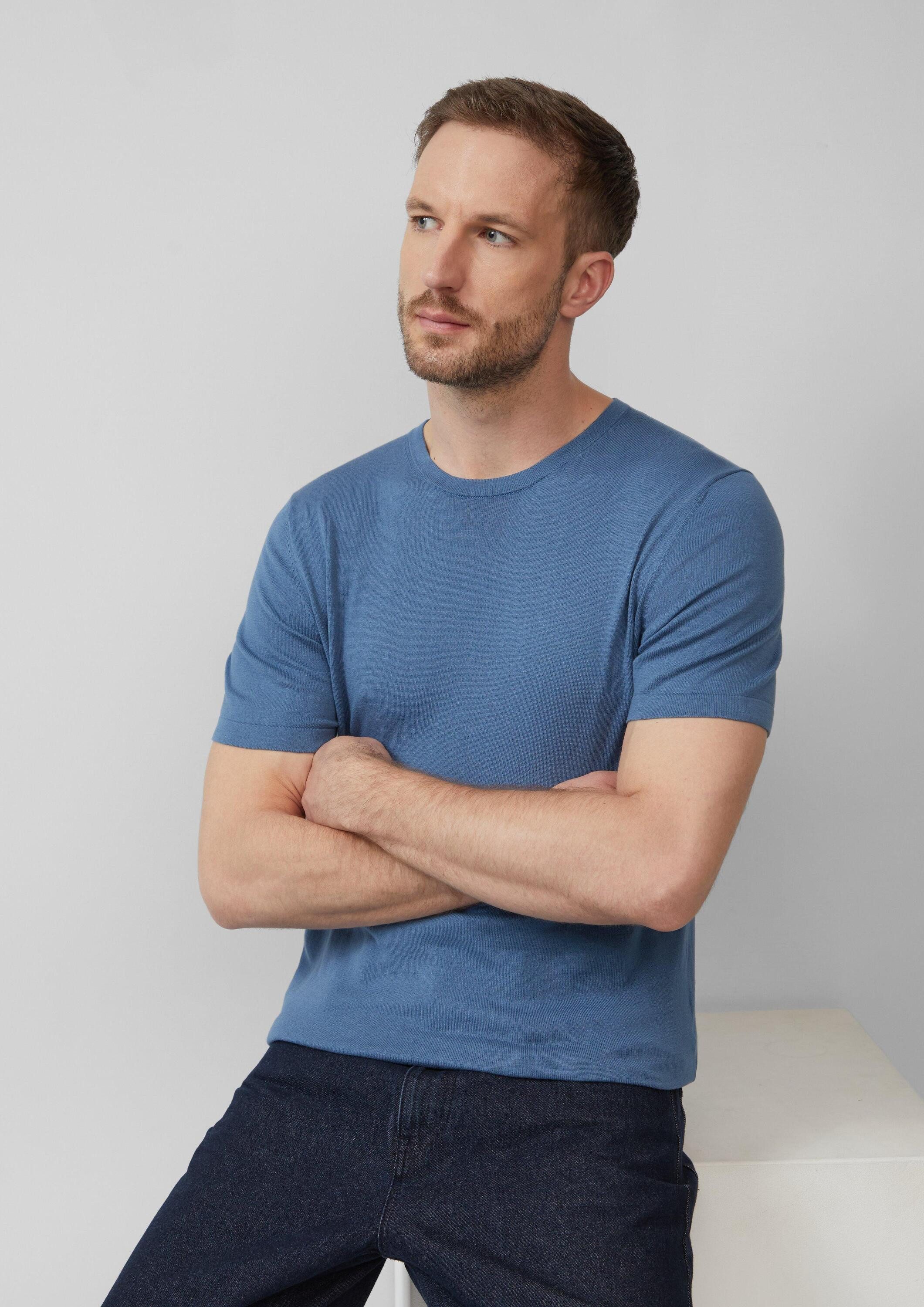 s.Oliver Kurzarmshirt Strickpullover Gestricktes T-Shirt aus Baumwoll-Seidenmix