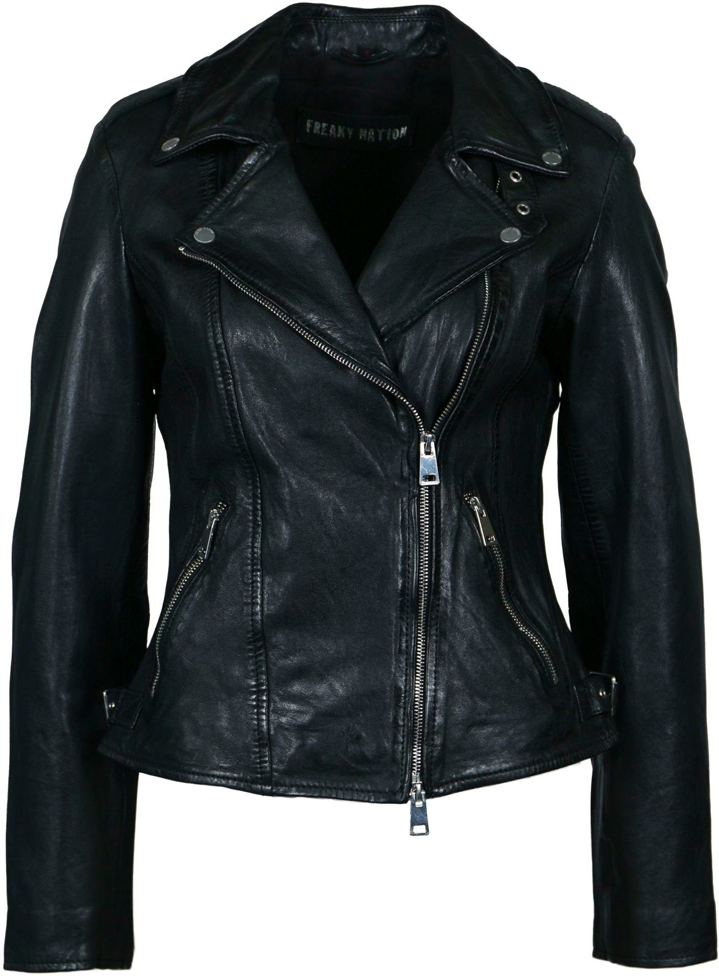 Lederjacke Nation New Bikerjacke Freaky Me!-FN Zipper-Details mit coolen Undress