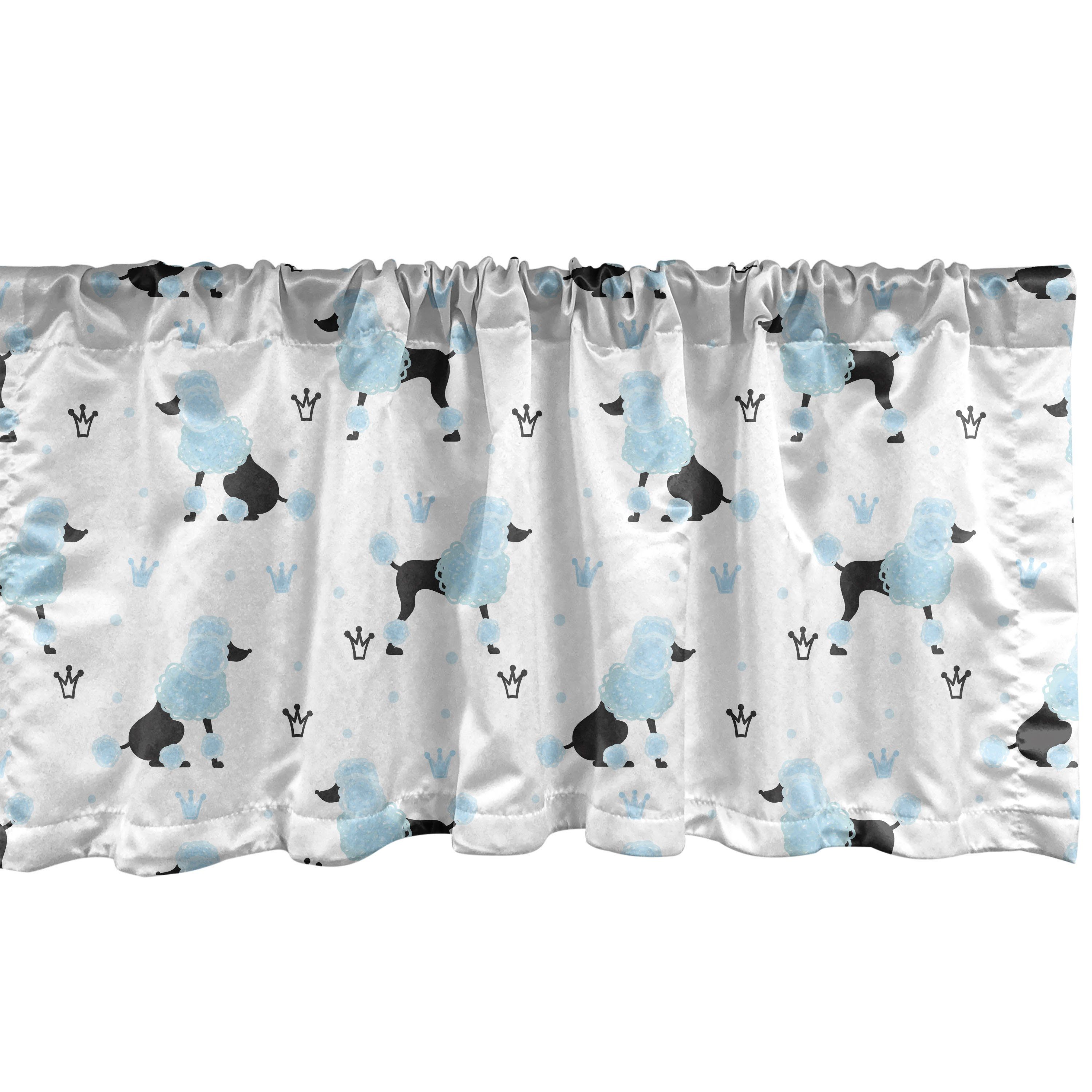 Scheibengardine Vorhang Volant für Hand Dekor Drawn Abakuhaus, Stangentasche, Kronen Küche Schlafzimmer Pudel Fluffy Microfaser, mit Hund