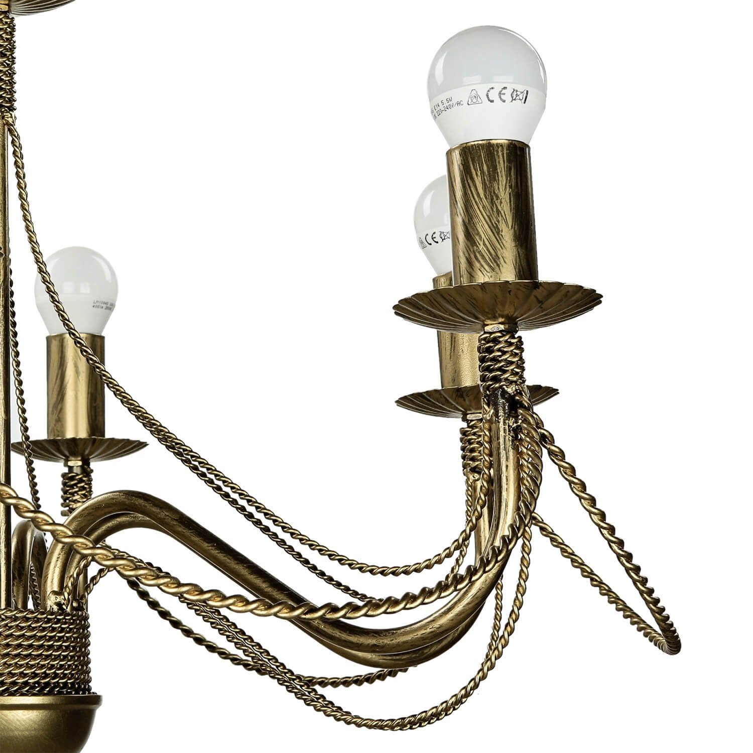Antik ohne Lampe Esstisch Metall Pendelleuchte Kronleuchter Licht-Erlebnisse rustikal MARIA, Leuchtmittel, Gold