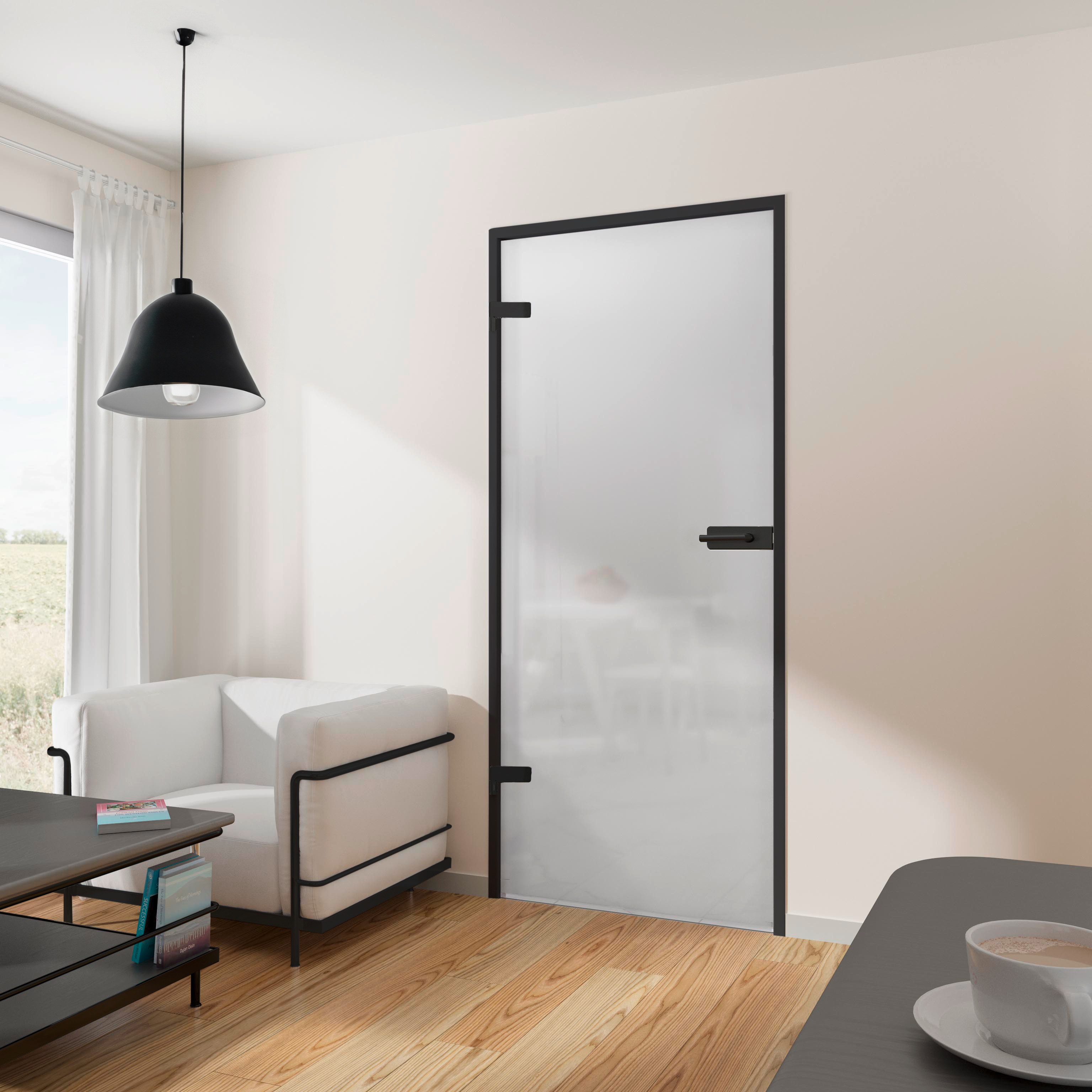 inova wohnen Zimmertür satiniert, inkl. Beschlagset in schwarz