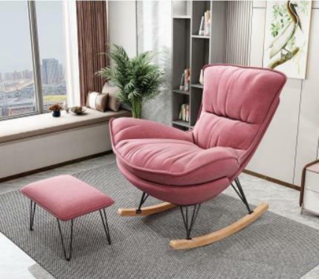 JVmoebel Schaukelstuhl Sessel Designer Stuhl Polster Relax Textil Hocker Einsitzer Club Sofa Rosa