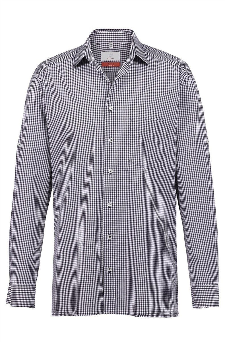 Langarmhemd Greiff BASIC Herren Hemd Langarm Kent Regular vichy karo Blau