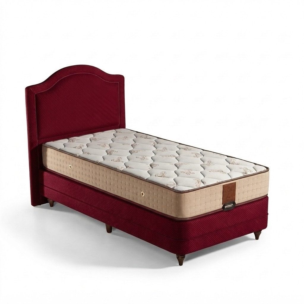 JVmoebel Polsterbett Elegantes Bett aus Holz mit textilem Bezug in Beigetönen (1-tlg), Made in Europe