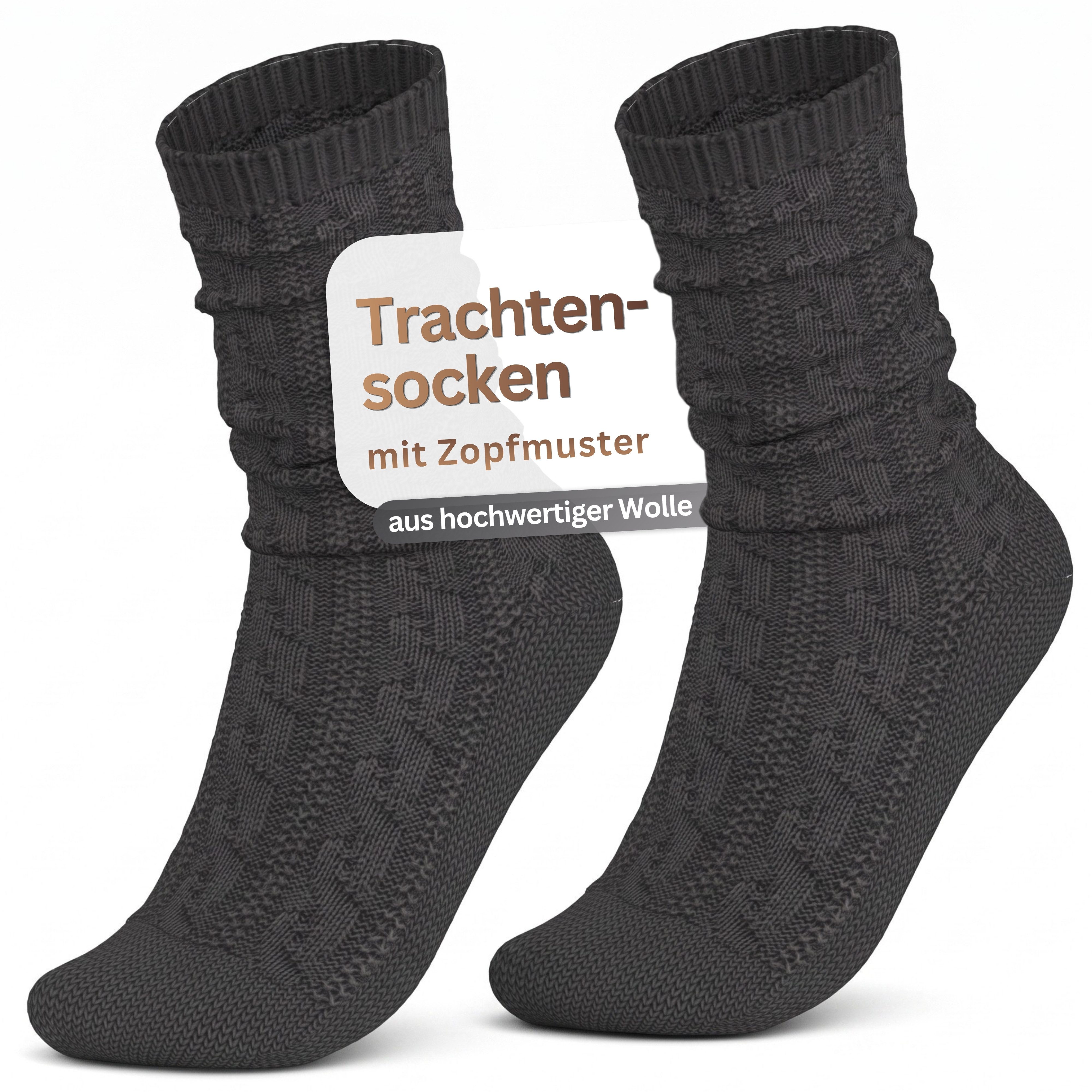 MEDOLY Trachtensocken Schoppersocke aus 70% Wolle Trachtenstrümpfe (1 Paar) mit Zopfmuster