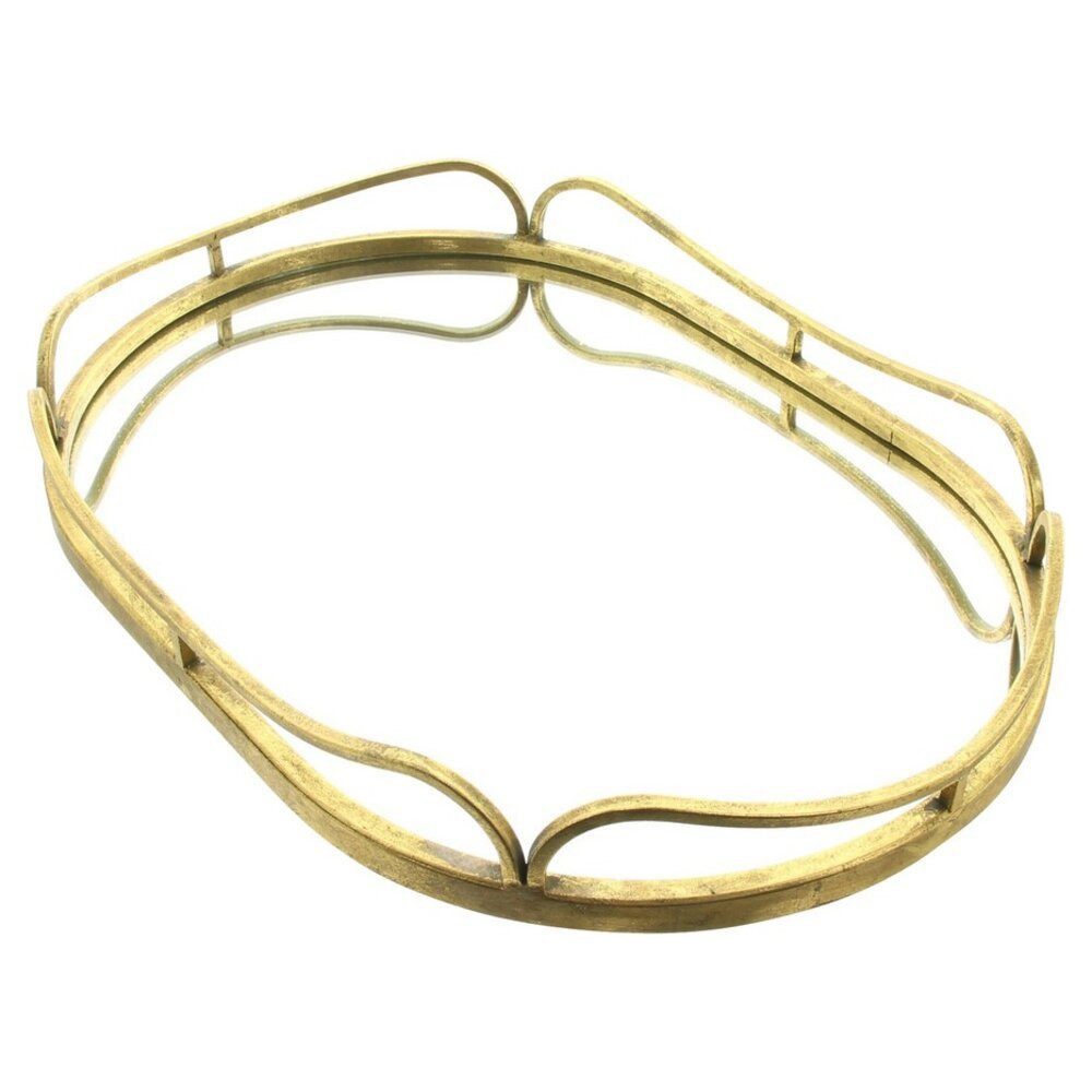 Home-trends24.de Dekotablett Spiegeltablett Tablett Deko Gold Spiegelfläche Antik Elegant Groß 50cm