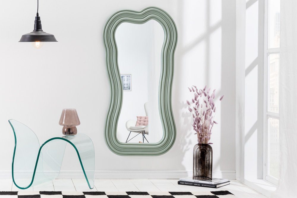 riess-ambiente Wandspiegel ALICE II 100cm pastell salbeigrün (Einzelartikel, 1-St), Flur · Kunststoff · Rahmen · Dekoration · Wellen · Design · Modern