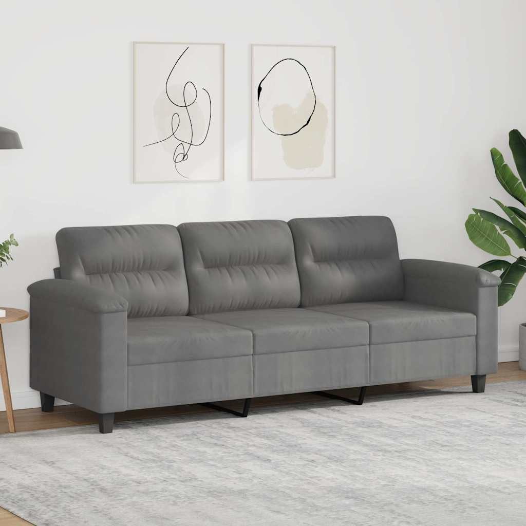 vidaXL Sofa 3-Sitzer-Sofa Dunkelgrau 180 cm Mikrofasergewebe, 1 Teile – Bild 2 von 5