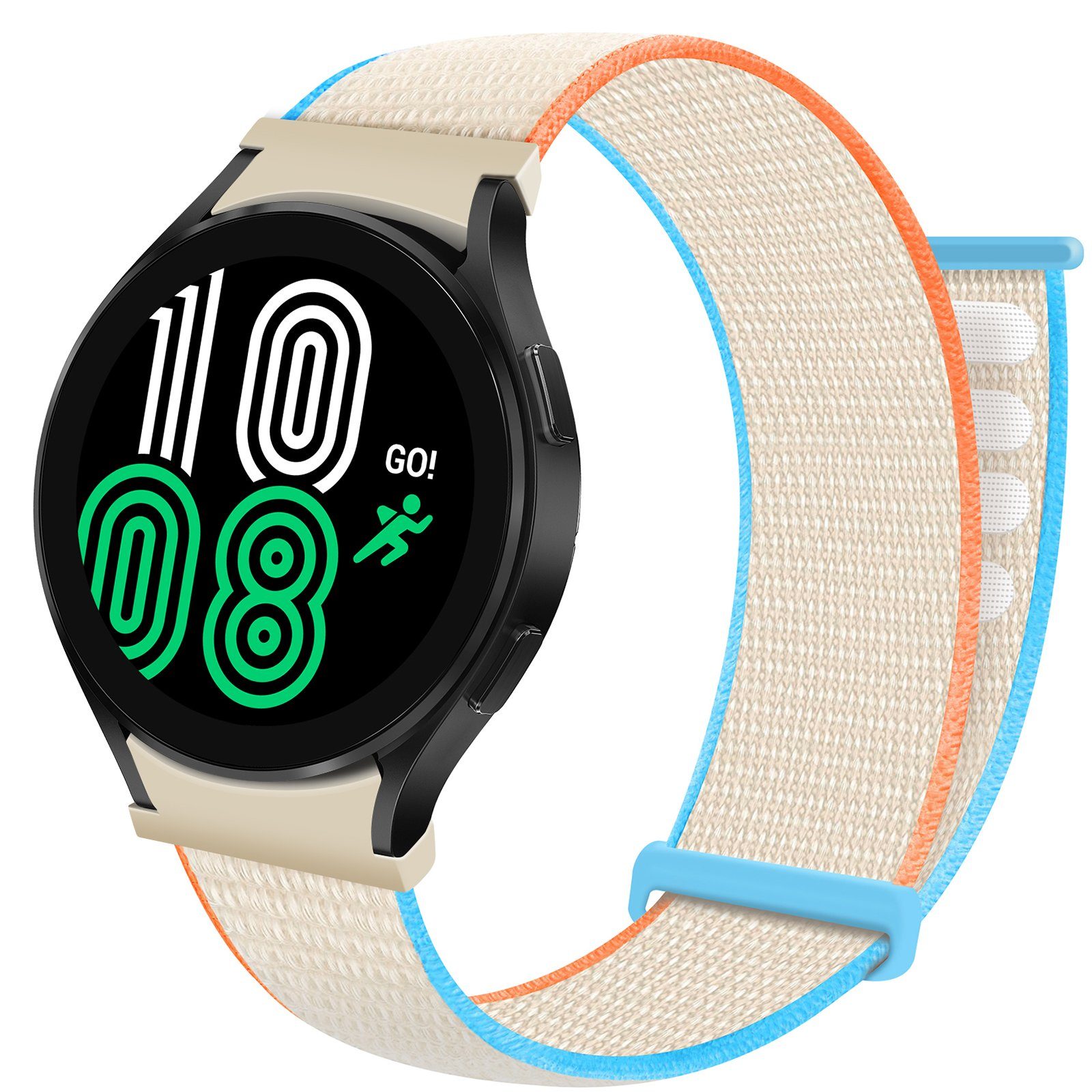ELEKIN Smartwatch-Armband für Samsung watch 4 Armband Galaxy magic buckle 40/42/44/46mm Nylon Milch weiß