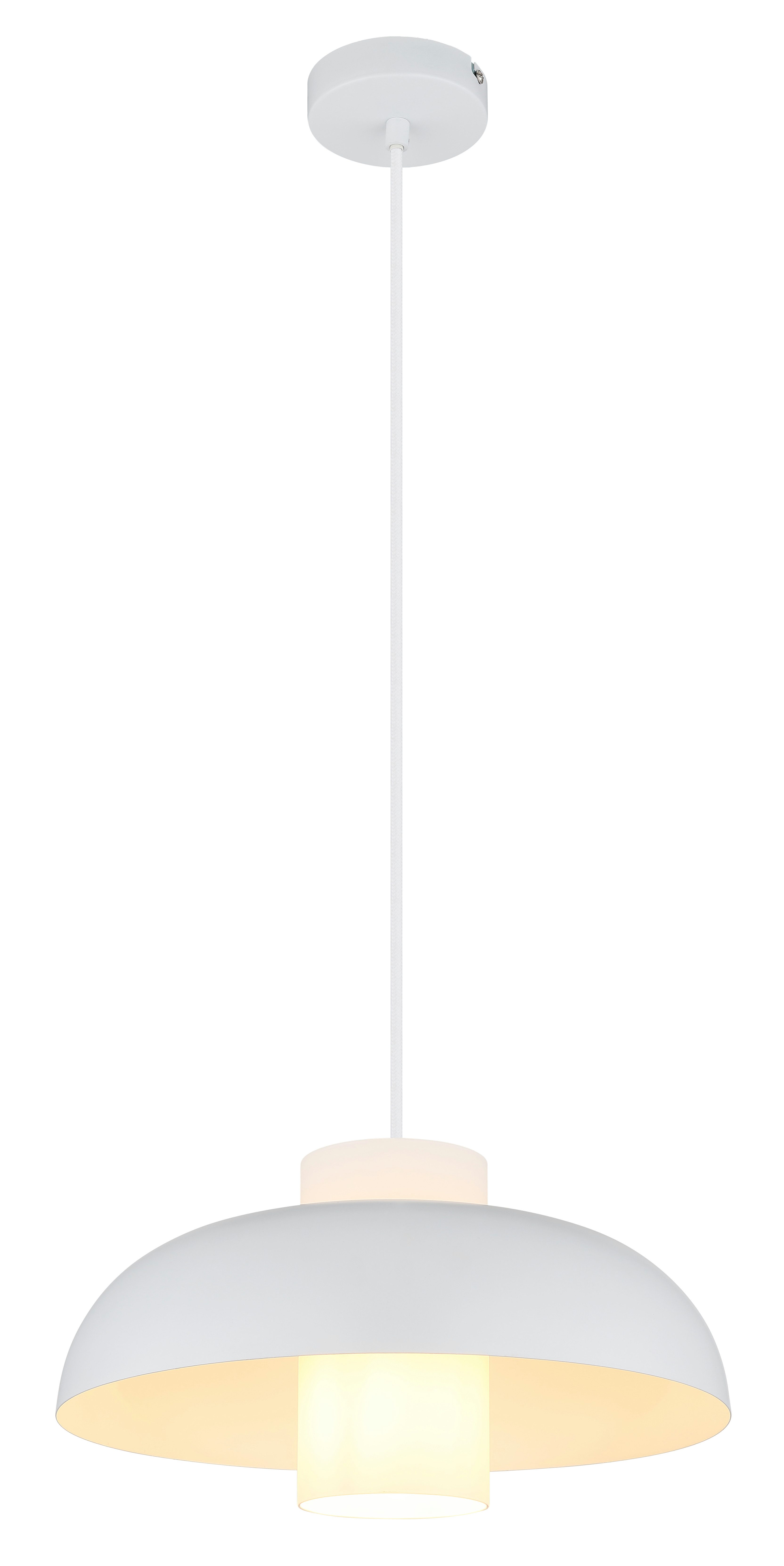 GLOBO LIGHTING Hängeleuchte LOWE, ohne Leuchtmittel, Hängeleuchte Weiß matt, Opalglas, Textilkabel, höhenkürzbar, E27