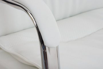 TPFLiving Besucherstuhl Kara mit hochwertig gepolsterter Sitzfläche - Konferenzstuhl (Küchenstuhl - Esszimmerstuhl - Wohnzimmerstuhl), Gestell: Metall chrom - Sitzfläche: Kunstleder weiß