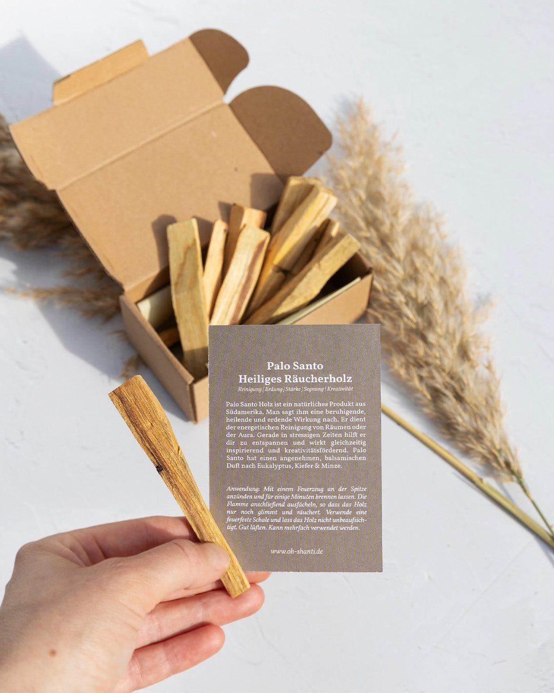 Oh Shanti Räucherstäbchen Palo Santo Holz (10 Stück) (Räucherset, Set aus 10 Palo Santo Sticks), 100% naturrein