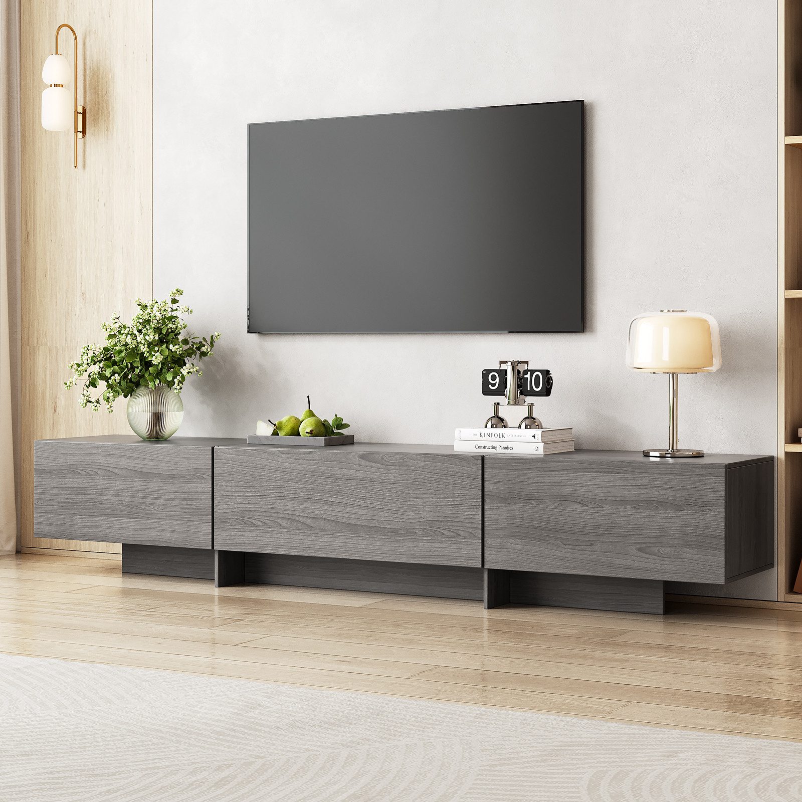 SVEYLXA TV-Schrank Moderner TV Unterschrank für bis zu 75 Zoll mit 3 Schrän günstig online kaufen