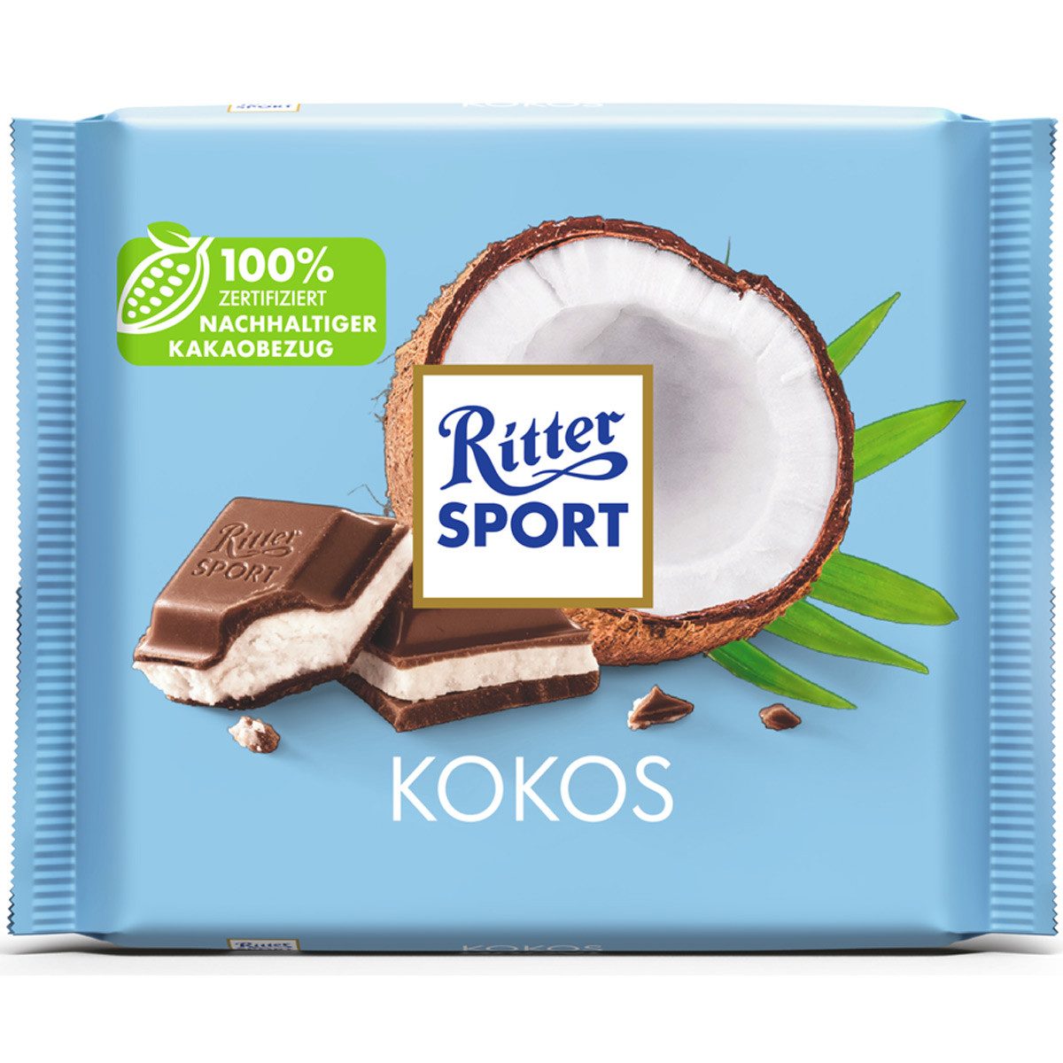 Ritter SPORT Schokolade, Ritter Sport Kokos mit Alpen Vollmilch Schokolade und Milchcreme 100g