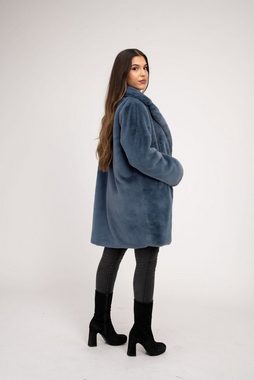 Antonio Cavosi Fellimitatjacke Blauer Oversized Web-Pelz Mantel