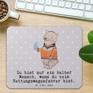 Mr. & Mrs. Panda Mauspad Rettungswagenfahrer Herz - Grau Pastell - Geschenk, Einzigartiges Mau (1-St), Made in Germany
