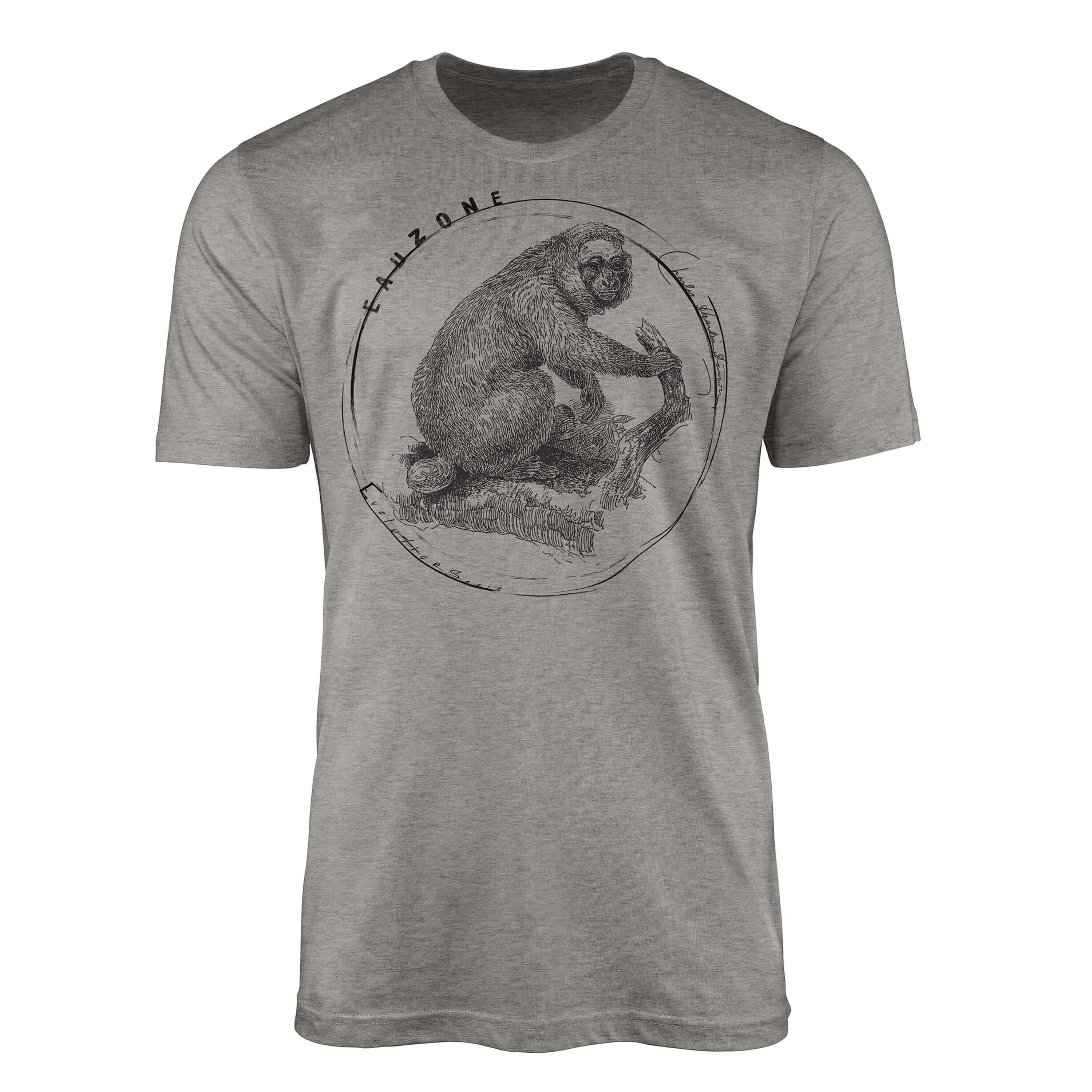 Sinus Art T-Shirt Evolution Herren T-Shirt Kahlkopf-Saki Ash