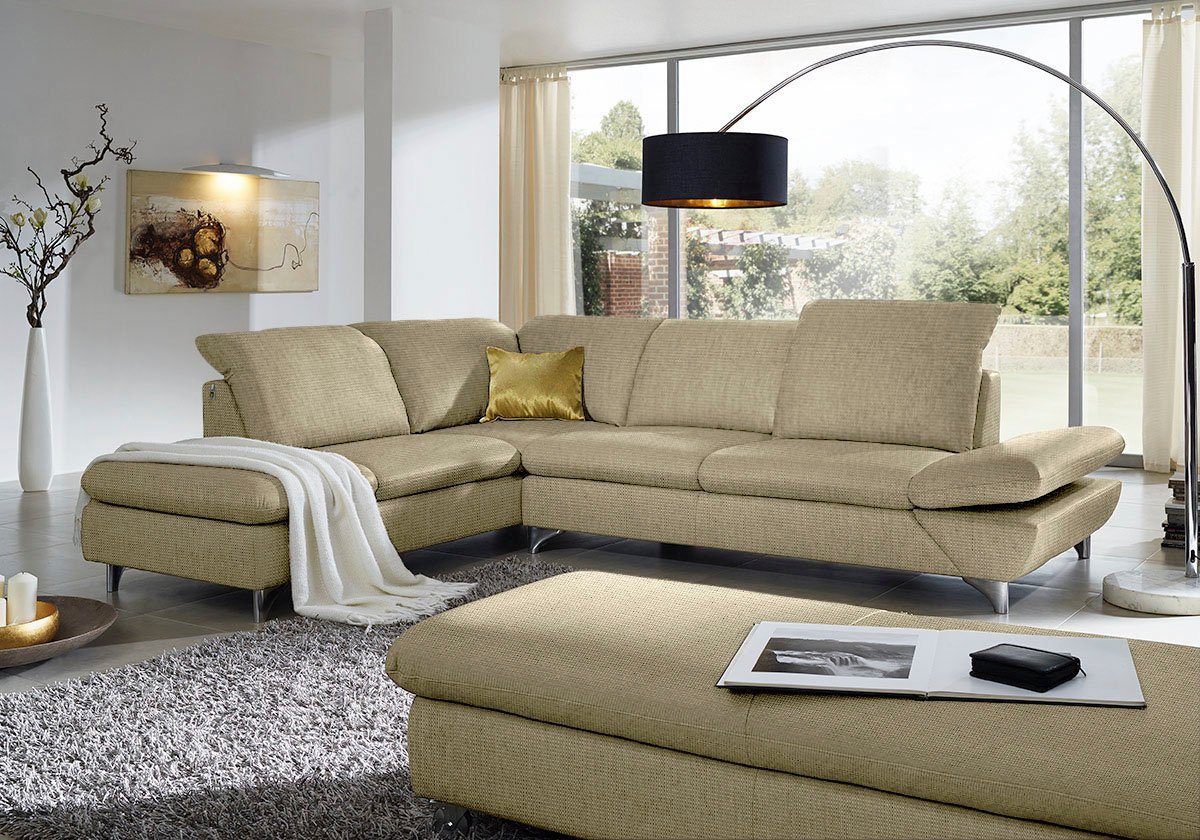 W.SCHILLIG Ecksofa Taoo, elegant und zeitlos, bequem, L-Form, Breite 296cm, mit Sitziefenverstellung & Kopfteilverstellung
