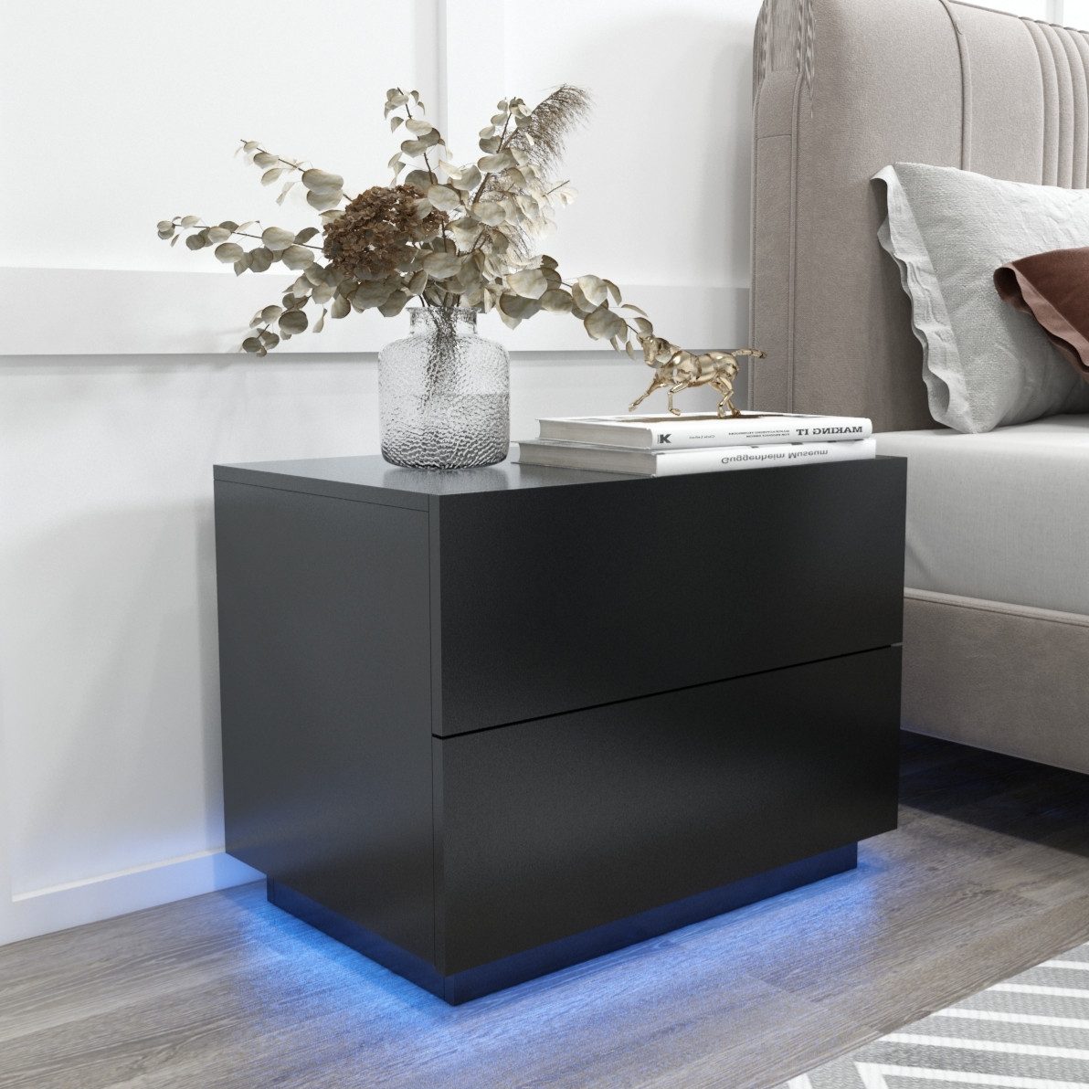 Mondeer Nachttisch LED Nachtkommode, Glänzend-Nachttisch mit günstig online kaufen