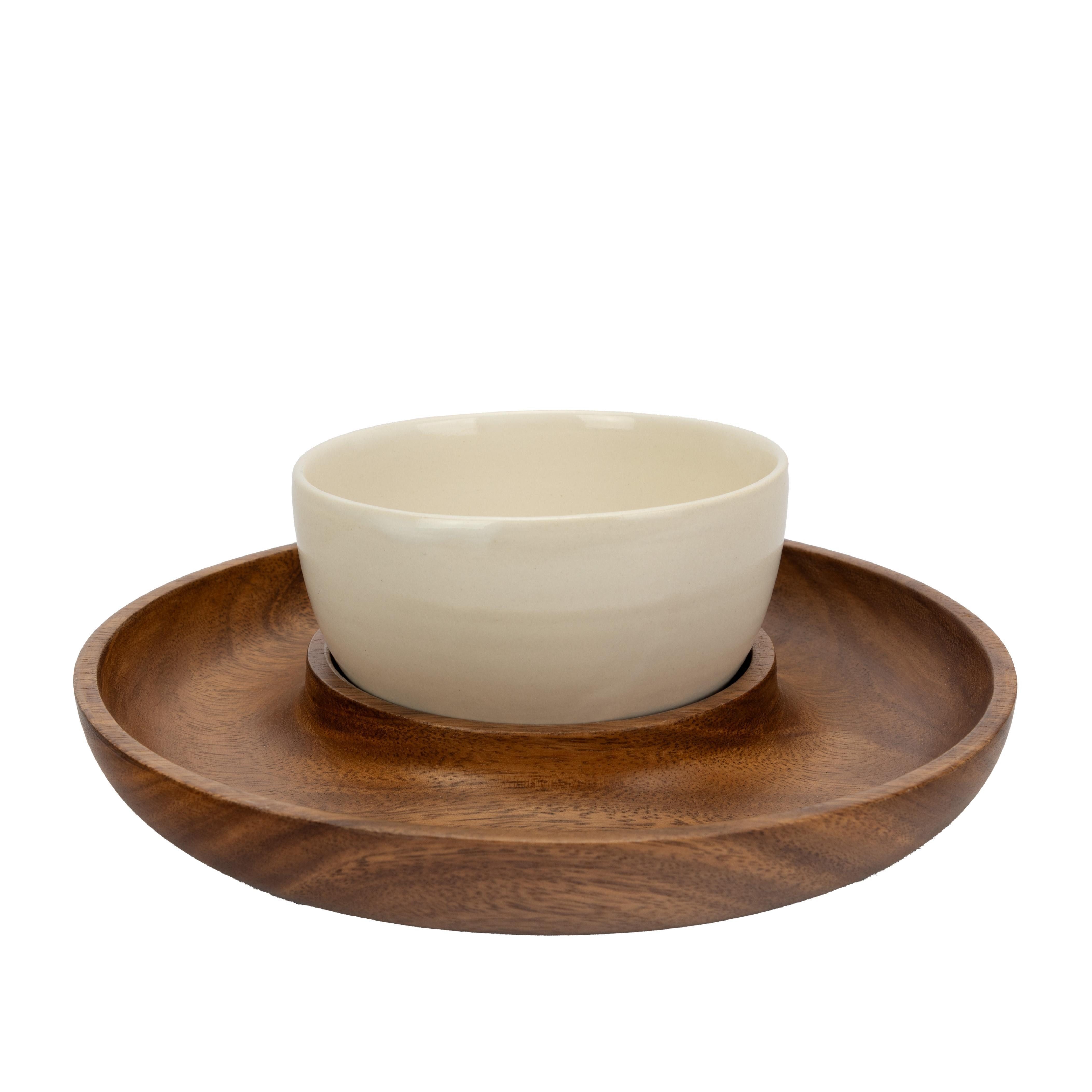 El Puente Schale Servierschale, Handmade, Holz/Keramik, Fair Trade