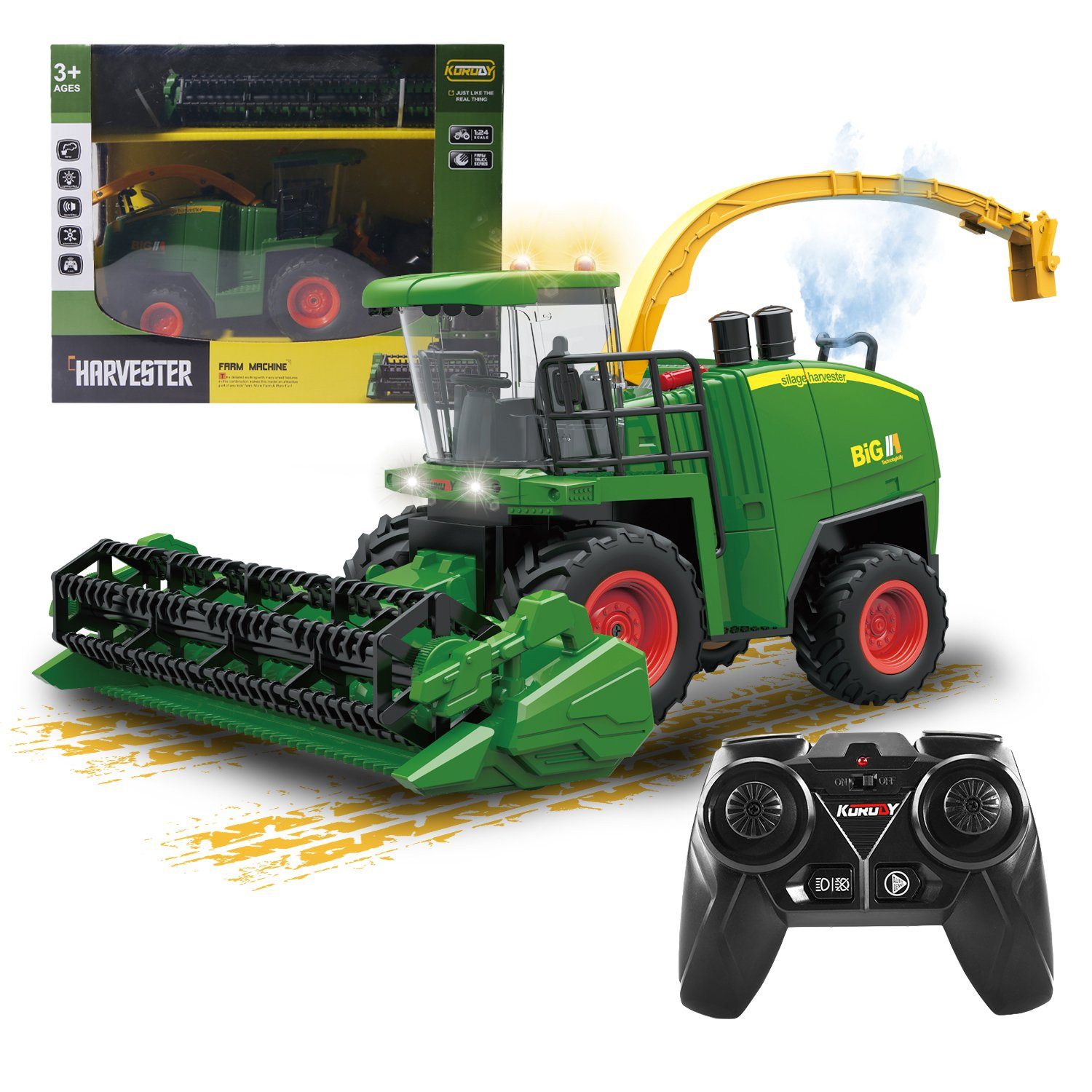 Esun RC-Traktor »Mähdrescher ferngesteuert, Mähdrescher Spielzeug ab 3 4 5  6 Jahre,« (SET, Komplettset), Bauernhof Spielzeug mit Sprühen, Licht und Ton