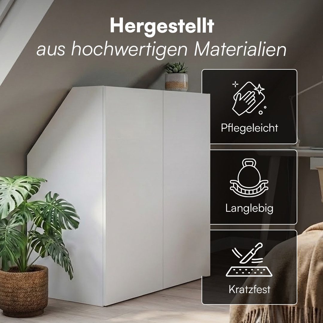 Bellamio Regal Aland Dachschrägenregal mit 45°-Winkel, Regal für Dachschrägen, Weiß, 90 cm breit mit 2 Türen, verfügbar mit & ohne Türen – Bild 5 von 5