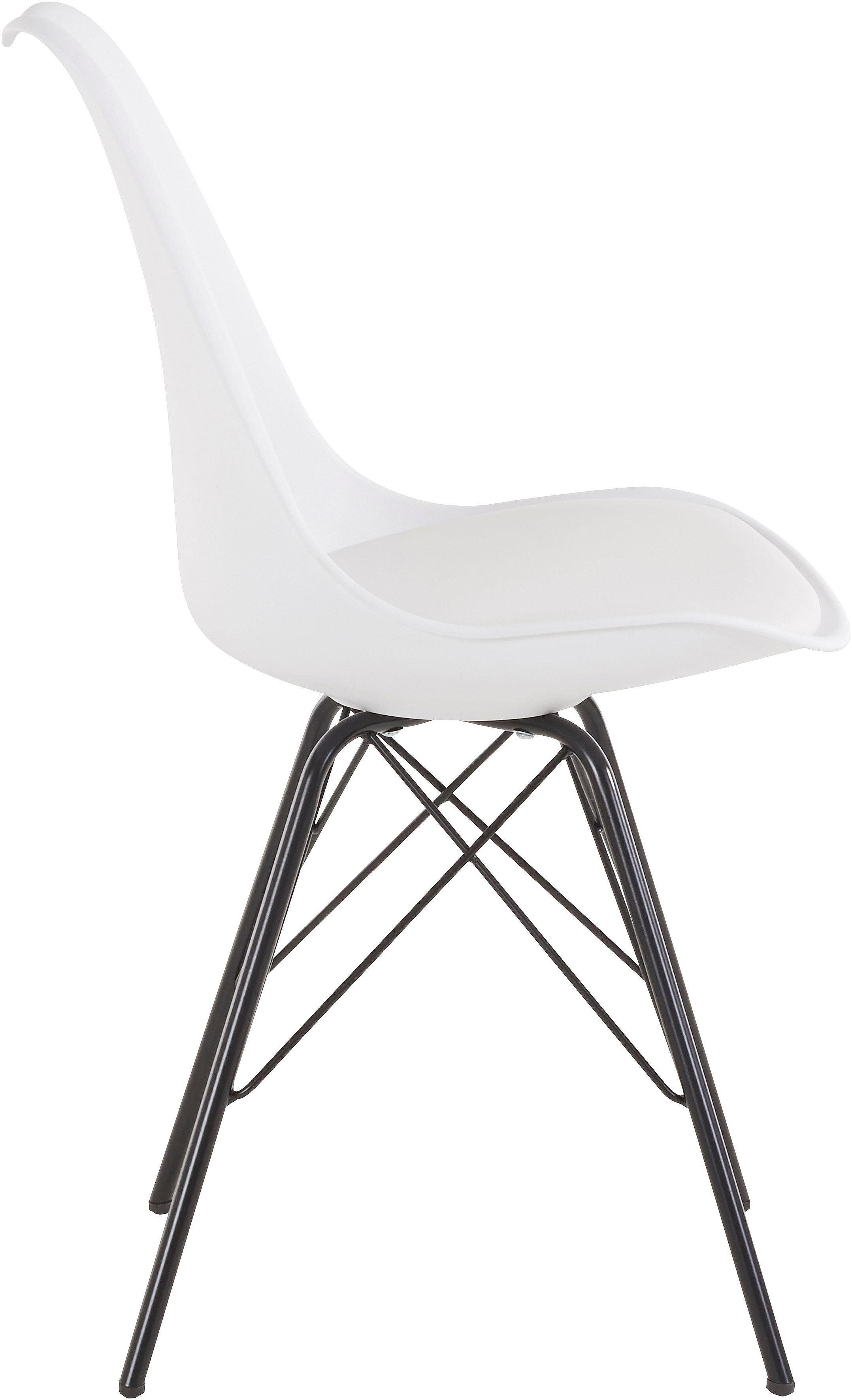 Sitzkissen in (Set, 2 weiß Sitzschale St), | schwarz 01 4-Fußstuhl Kunstleder mit Homexperts Ursel