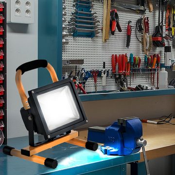 etc-shop Baustrahler, LED-Leuchtmittel fest verbaut, Kaltweiß, Tageslichtweiß, Baustrahler Flutlicht Werkstattleuchte LED Außenstrahler