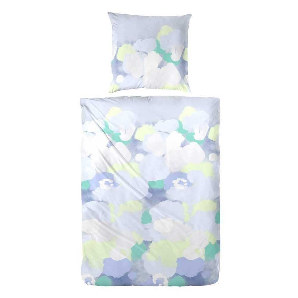 H.G. Hahn Haustextilien Bettwäsche Hahn Baumwoll Satin Bettwäsche Farbtupfer Hellblau, Satin, 2 teilig