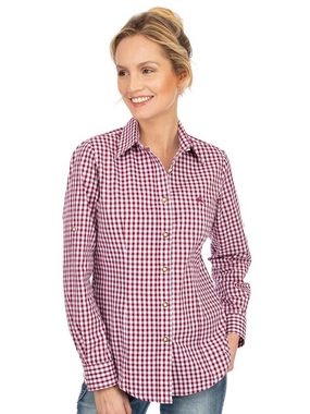 OS-Trachten Trachtenbluse Bluse Langarm CHECKERED bordeaux