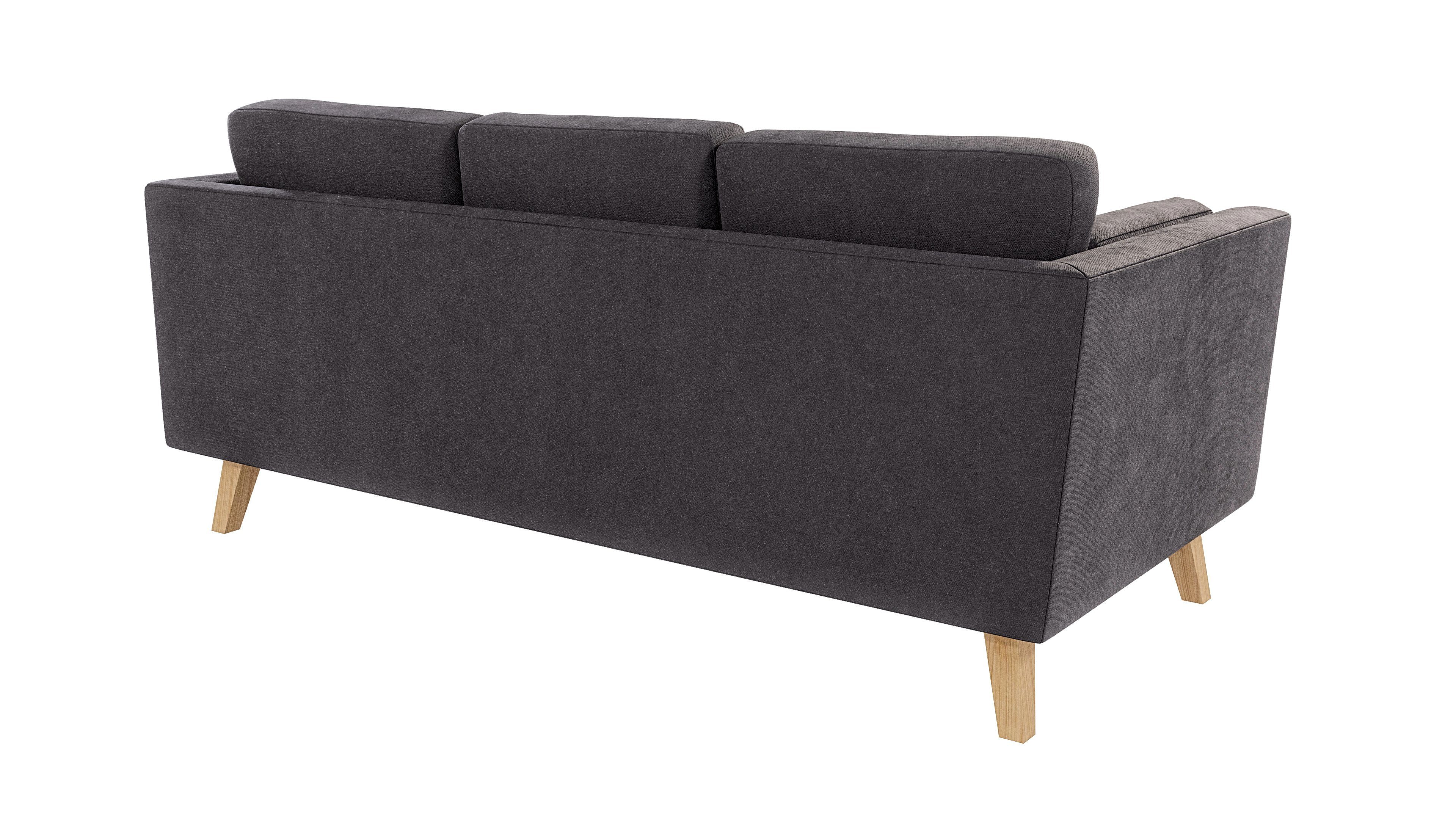 Angeles Design, mit Wellenfederung im Graphit Sofa S-Style Möbel skandinavischen 3-Sitzer