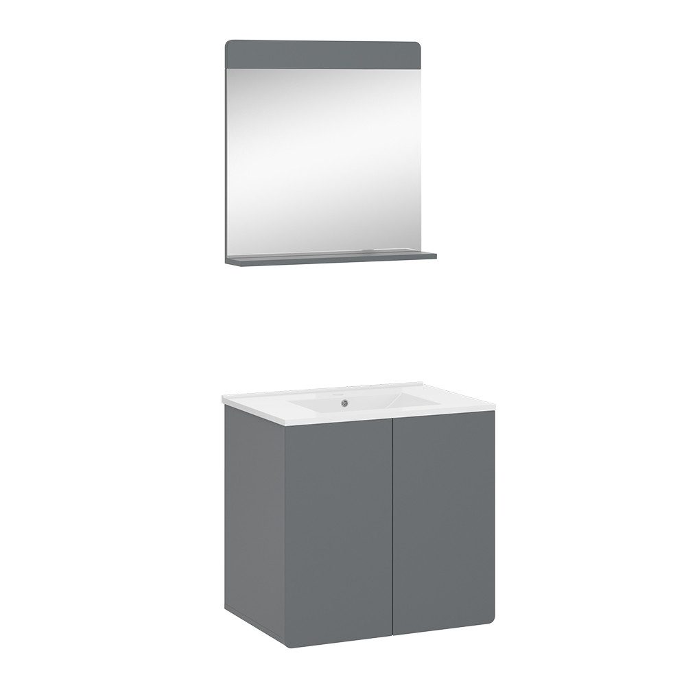Vicco Badmöbel-Set Izan, Grau, 2 Teile, günstig online kaufen