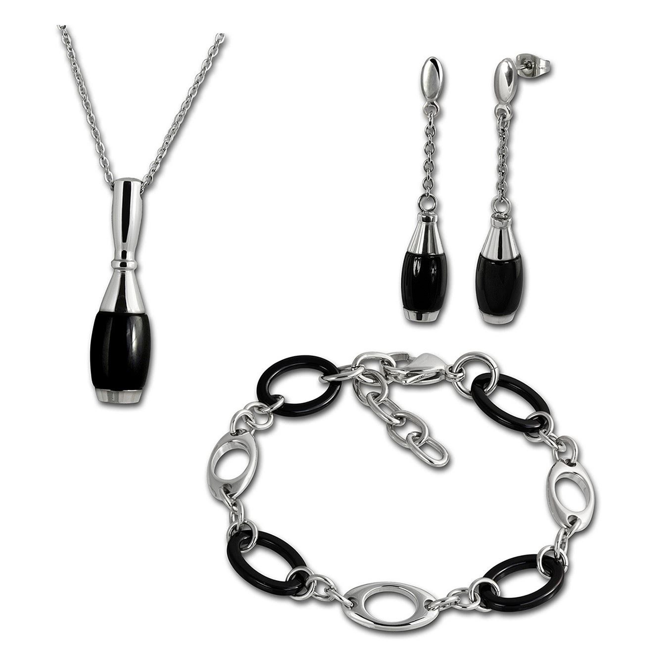 Amello Schmuckset Amello Edelstahlschmuckset Kegel Keramik (3-tlg., Schmuck günstig online kaufen